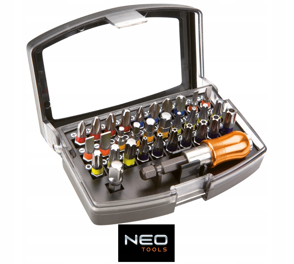 NEO ZESTAW KOŃCÓWKI WKRĘTAKOWE 32 SZT KOMPLET 06-106 GRZECHOTKA 1/4" TORX