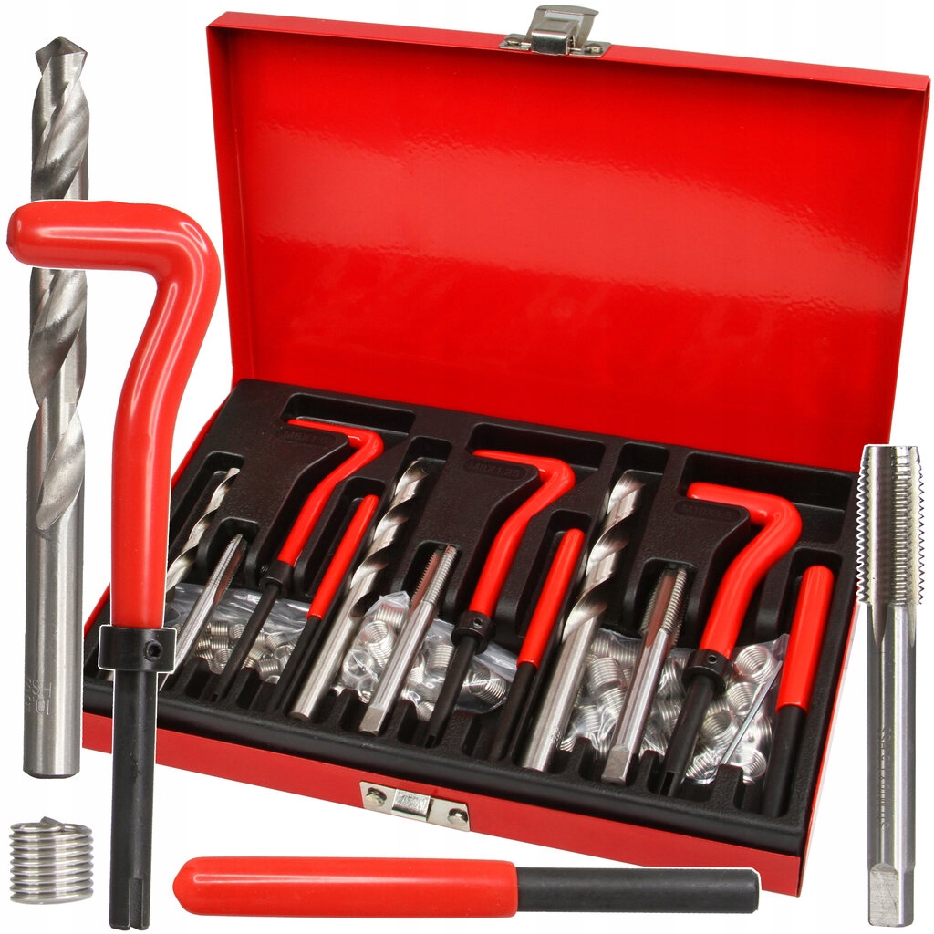 KOMPLET ZESTAW DO NAPRAWY USZKODZONYCH GWINTÓW 88el+METALOWA WALIZKA M55880