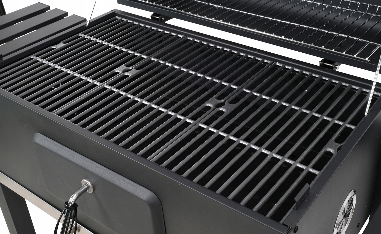 GRILL OGRODOWY WĘGLOWY REGULOWANY BBQ ZAMYKANA POKRYWA DUŻY RUSZT 3 PÓŁKI