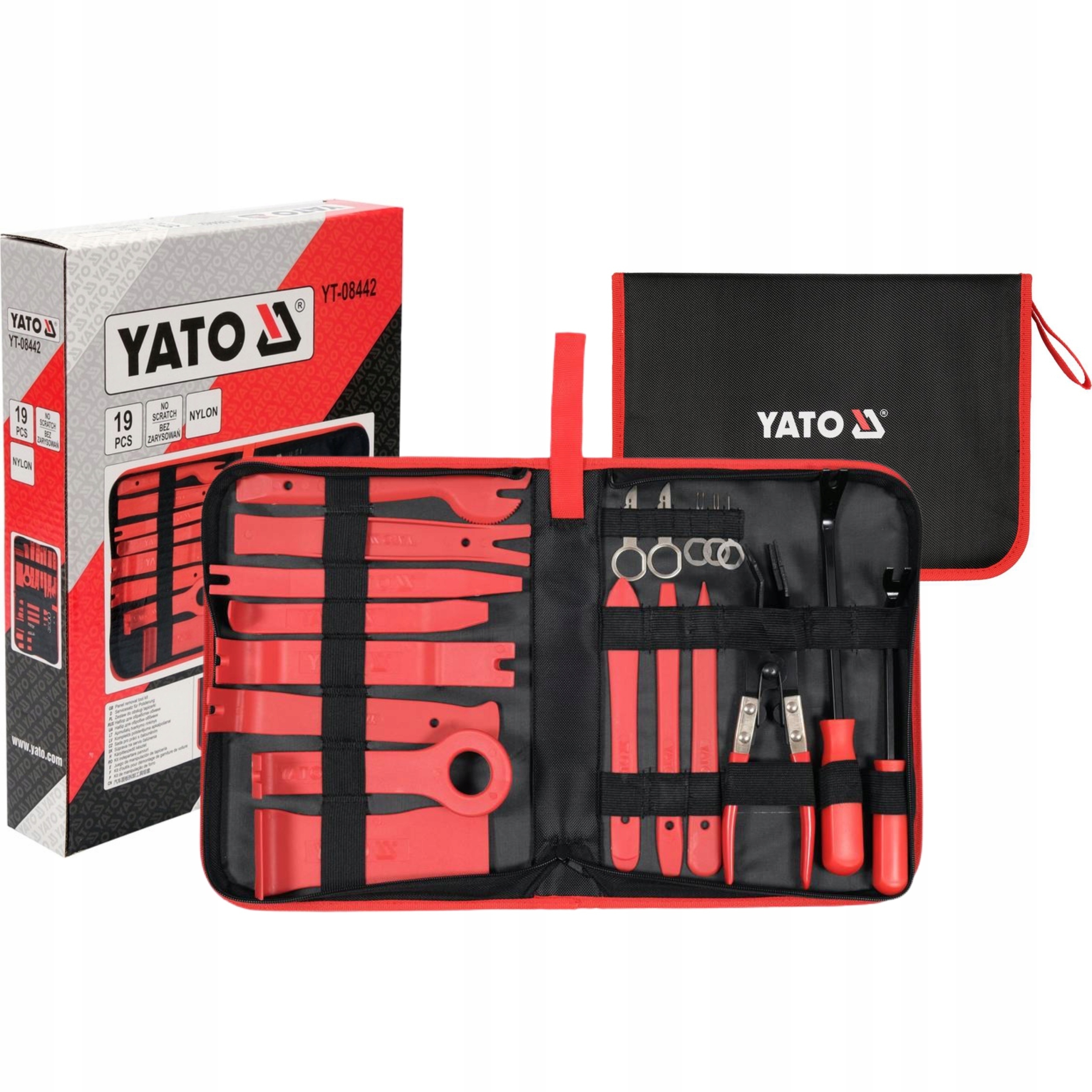 YATO ZESTAW ŚCIĄGACZY DO TAPICERKI I RADIA WYMIJAKI 19 SZTUK +ETUI YT-08442