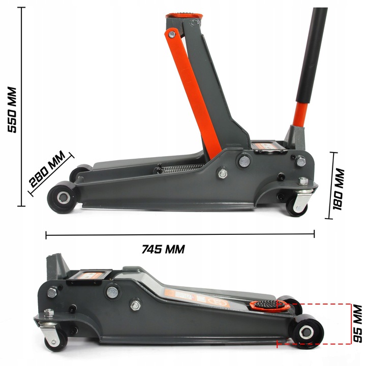 PODNOŚNIK HYDRAULICZNY NISKOPROFILOWY ŻABA 4T BJC 95-550MM M80236