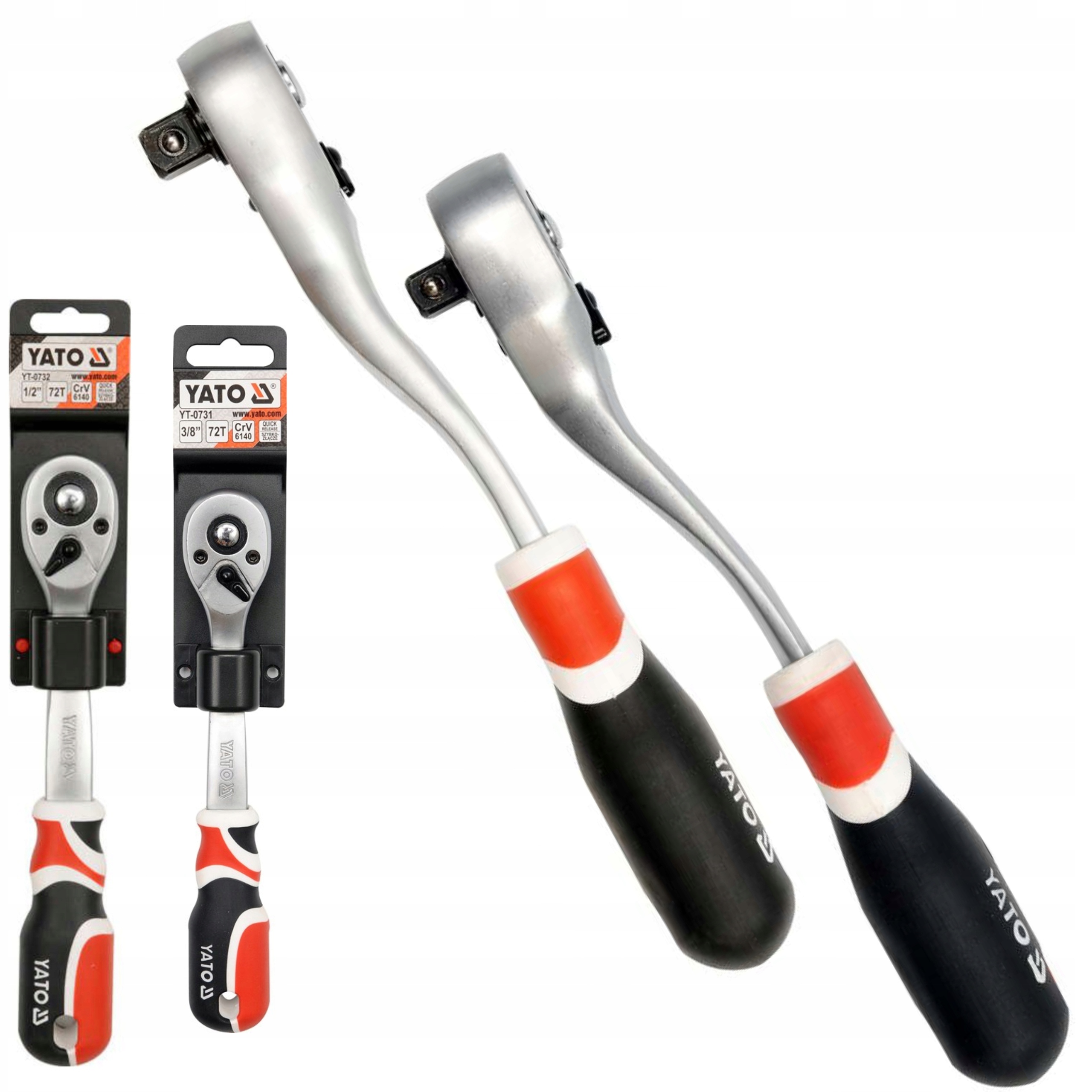 YATO ZESTAW 2 SZTUKI GRZECHOTKI WYGIĘTE 3/8" i 1/2" YT-0731 + YT-0732