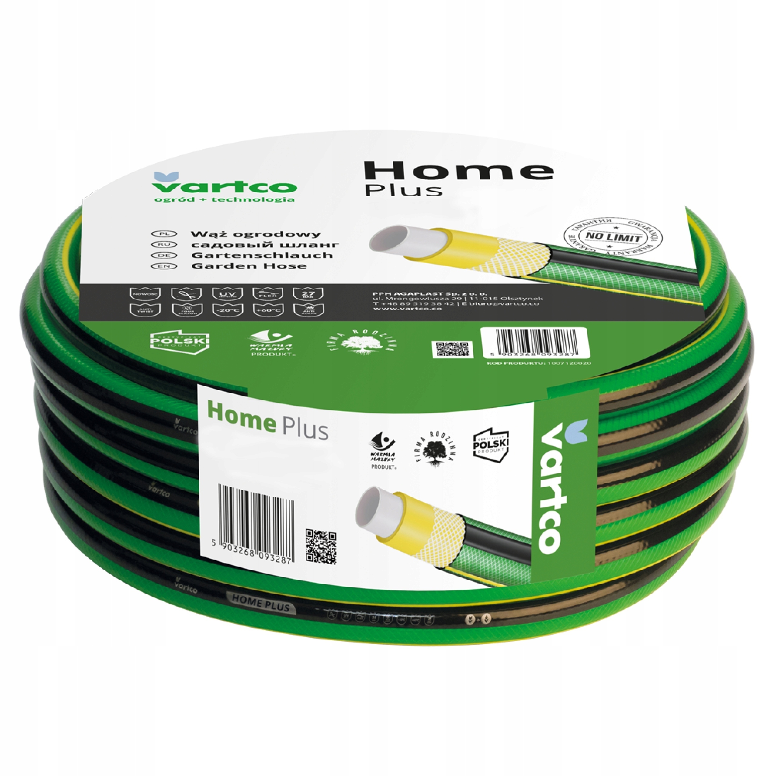 WĄŻ OGRODOWY 4-WARSTWOWY 27 BAR 1/2'' 20M +złączki