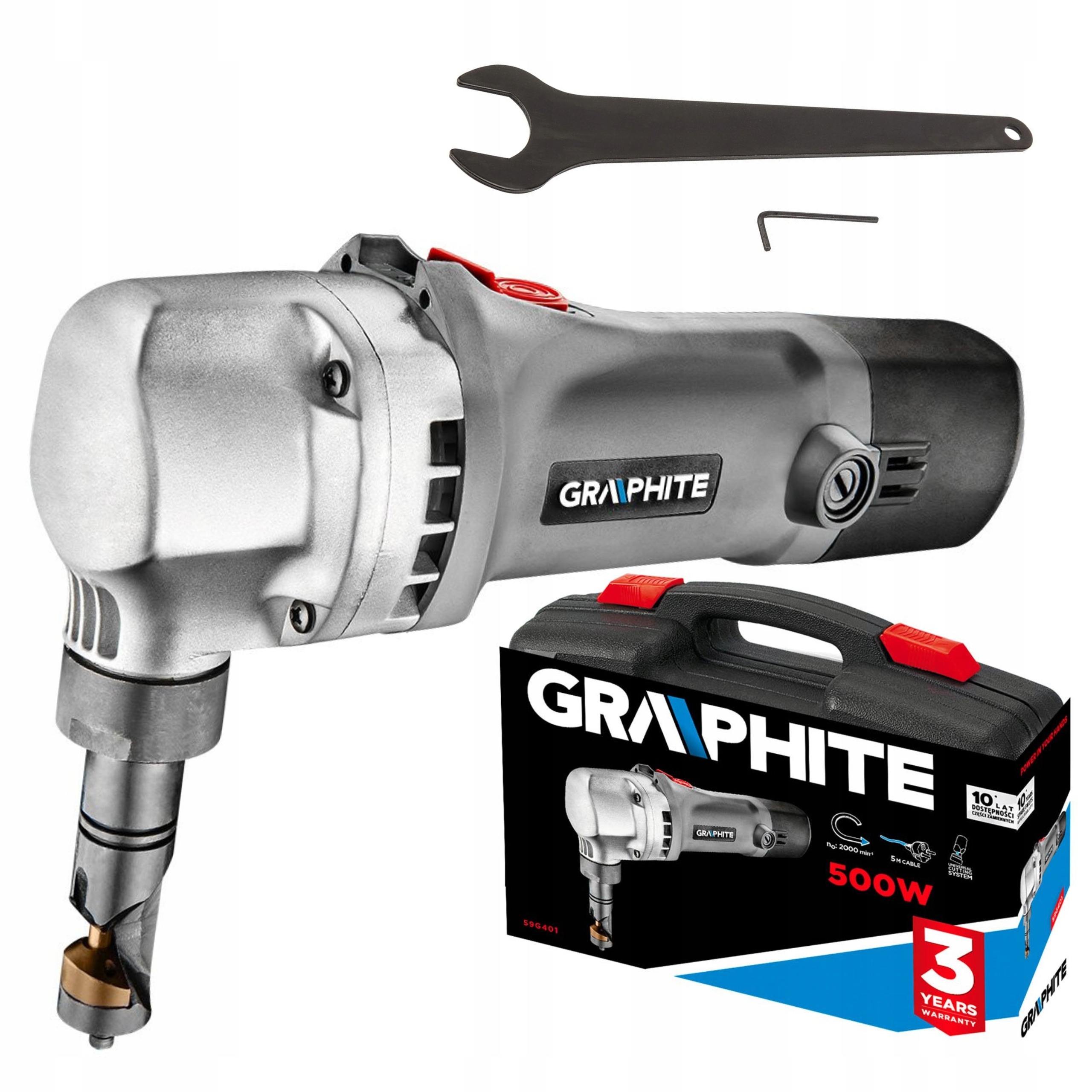 GRAPHITE NOŻYCE DO BLACHY ELEKTYCZNE WYCINARKA 500W WALIZKA 59G401 2,5mm