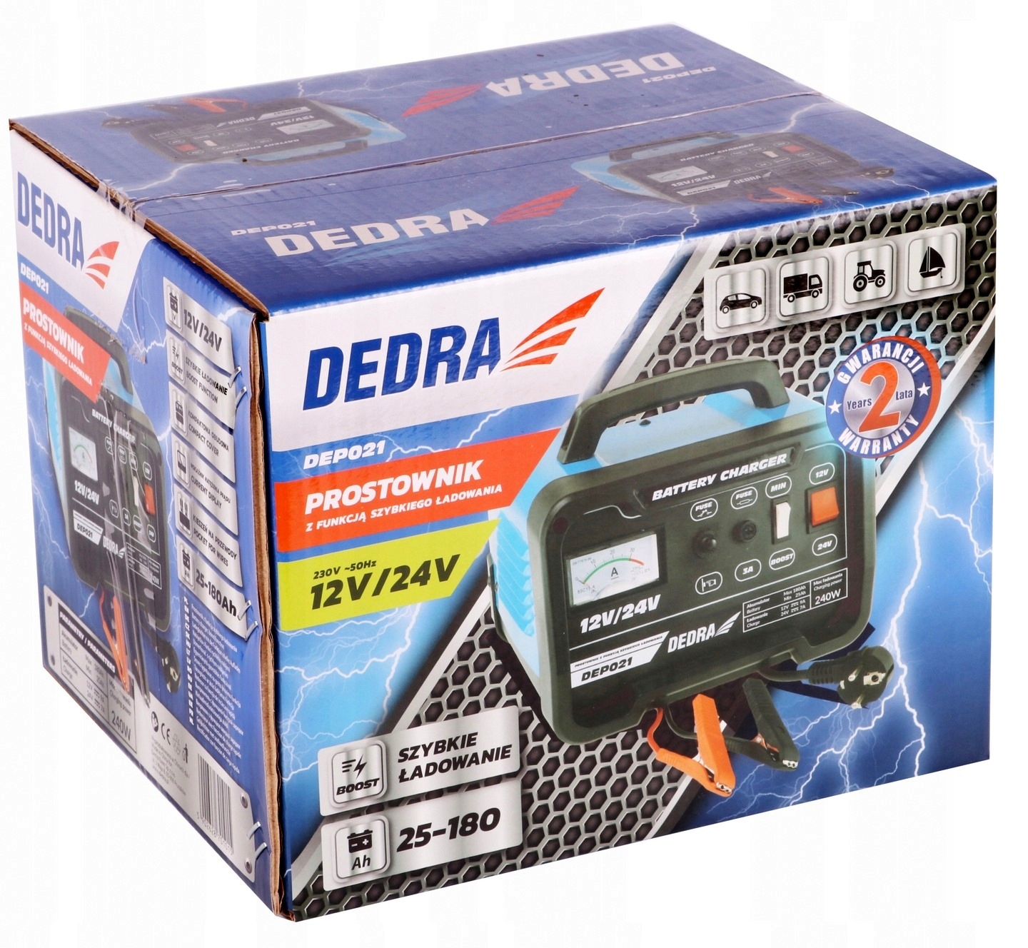 PROSTOWNIK DEDRA DEP021 25-180AH 12/24V 9A BOOST