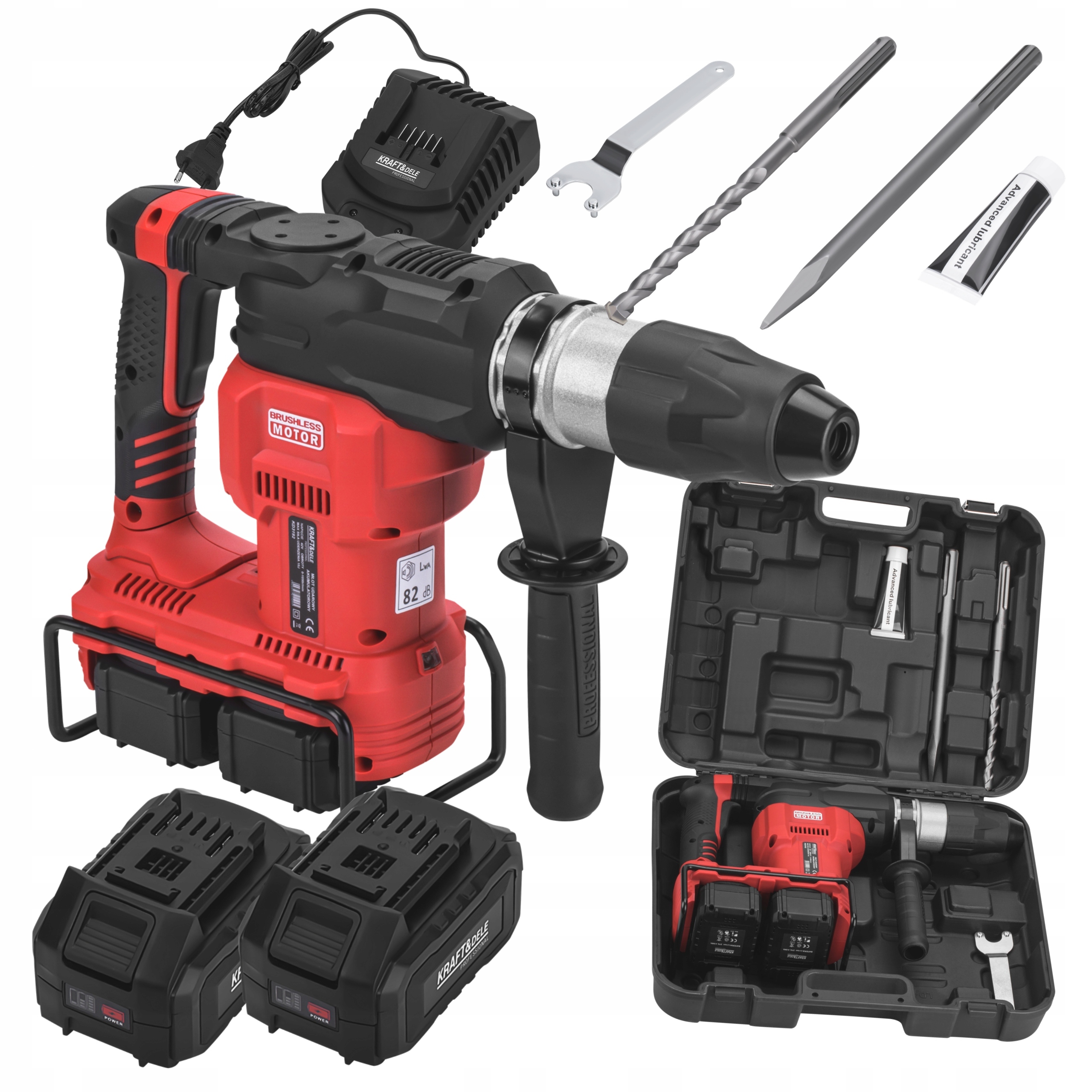 MŁOT UDAROWY AKUMULATOROWY 42V 10J BEZSZCZOTKOWY 2xAKUMULATOR 4Ah+AKCESORIA