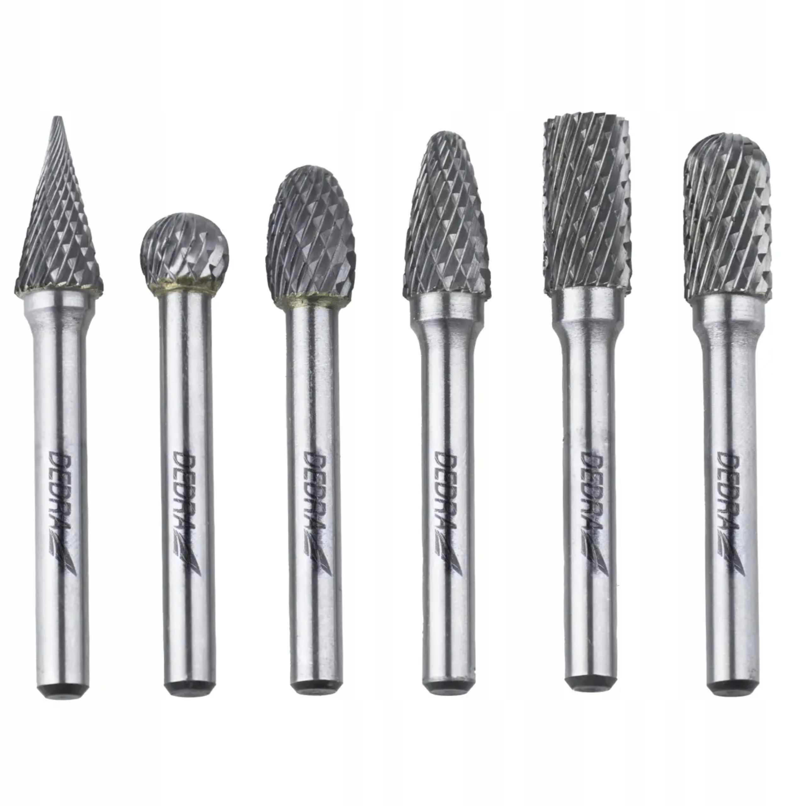 DEDRA ZESTAW FREZY TRZPIENIOWE DO METALU 6el 6MM WĘGLIK WOLFRAMU 07F502