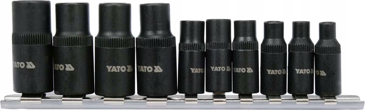 YATO ZESTAW 10 ADAPTERÓW NASADEK GWINTOWNIKÓW NA GRZECHOTKĘ 1/4'' 3/8