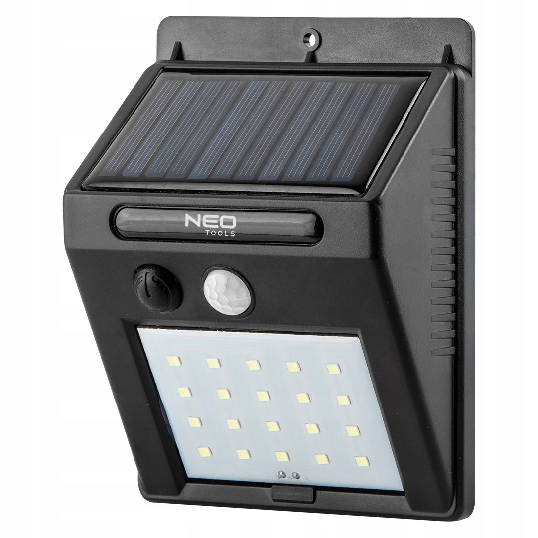 NEO LAMPA SOLARNA WISZĄCA ŚCIENNA 20SMD LED 250LM Z CZUJNIKIEM RUCHU 99-055