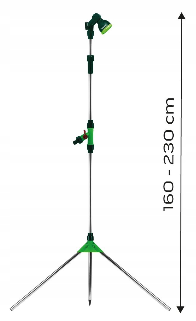 PRYSZNIC OGRODOWY ZRASZACZ TELESKOPOWY 240cm NATRYSK REGULOWANY 1,6m - 2,3m