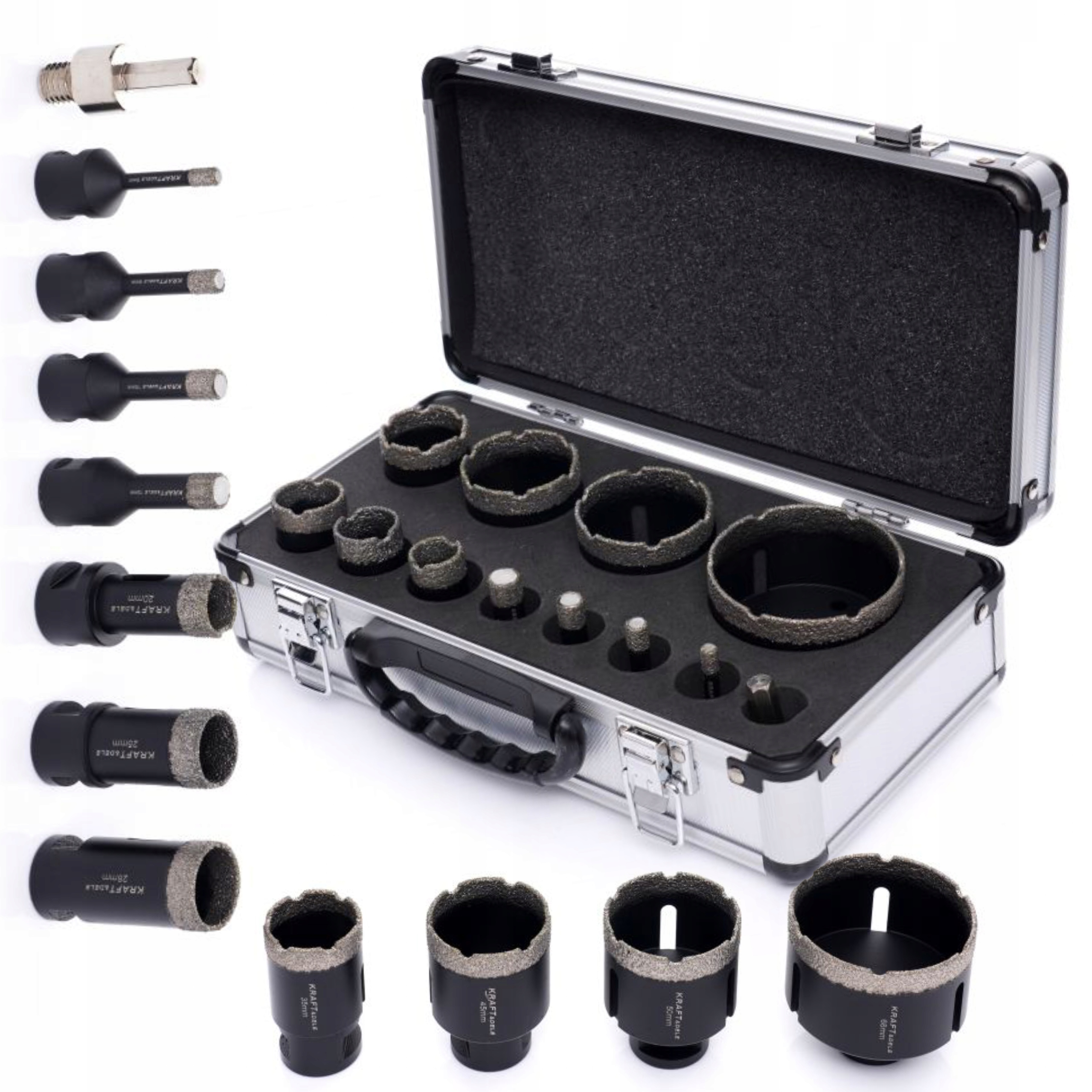 OTWORNICE ZESTAW OTWORNIC DIAMENTOWYCH M14 - 3/8" 6-8-10-35-68mm ADAPTER