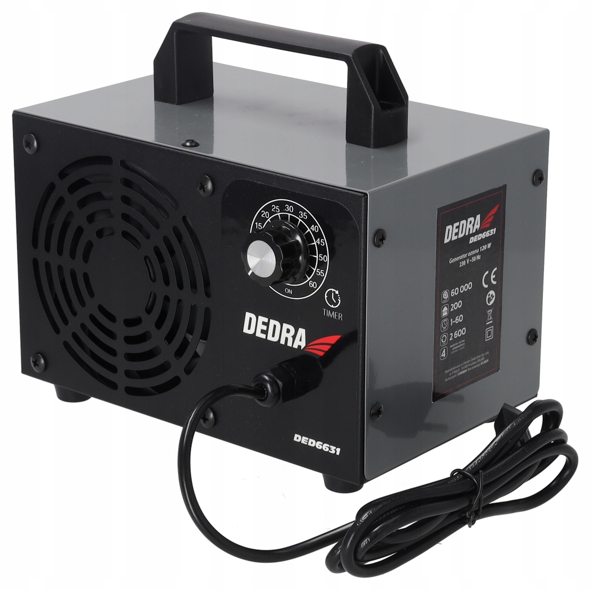 GENERATOR OZONU DEDRA DED6631 DO SAMOCHODÓW MIESZKAŃ BIURA PIWNICY