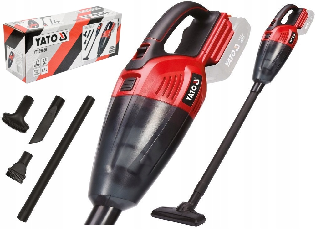 YATO YT-85680 ODKURZACZ PIONOWY AKUMULATOROWY SAMOCHODOWY 18V POJEMNIK 0,5L