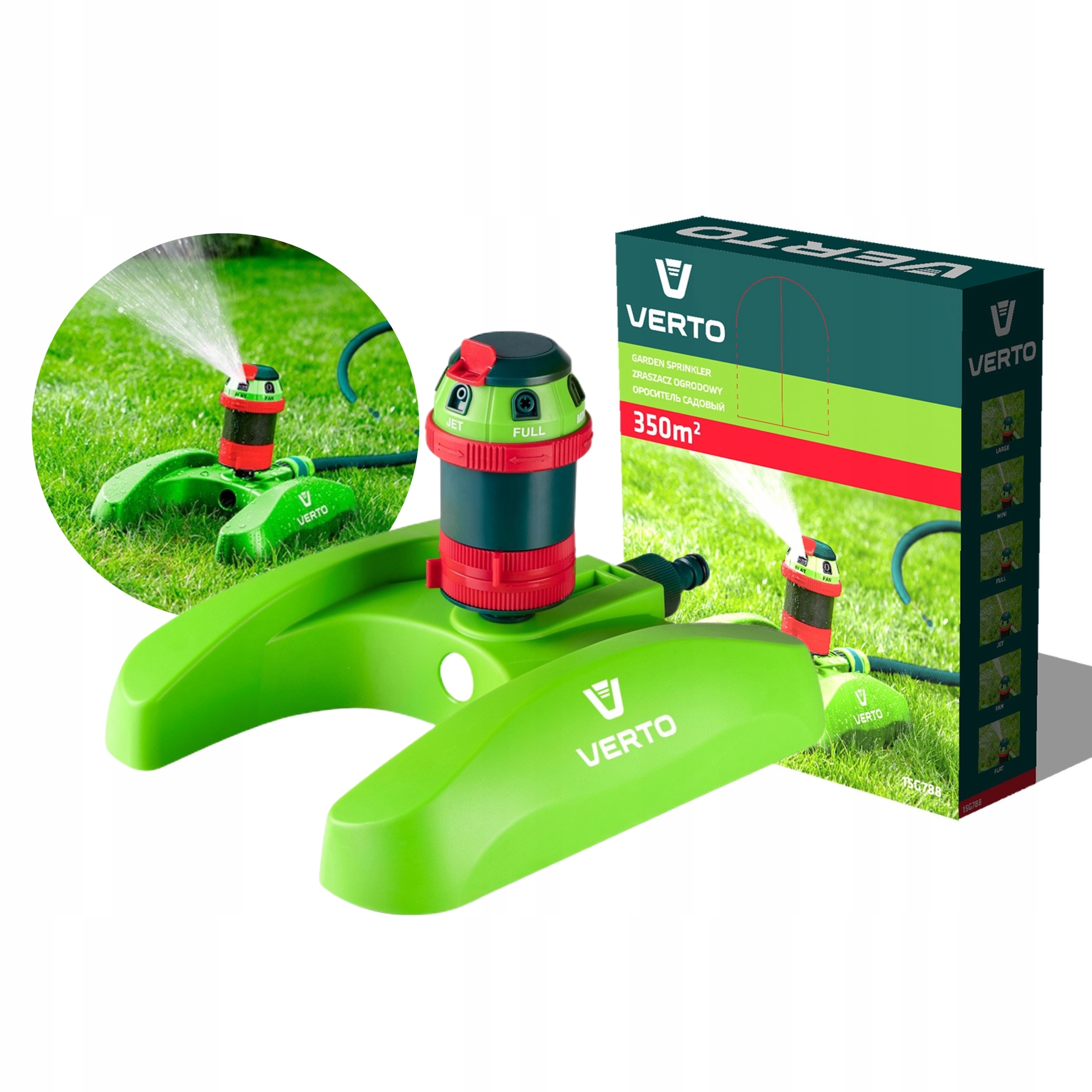 ZRASZACZ OGRODOWY REGULOWANY 6 FUNKCJI 350M2 VERTO