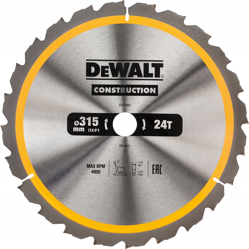DeWalt DT1961 tarcza piła do drewna 315mm 30mm 24z