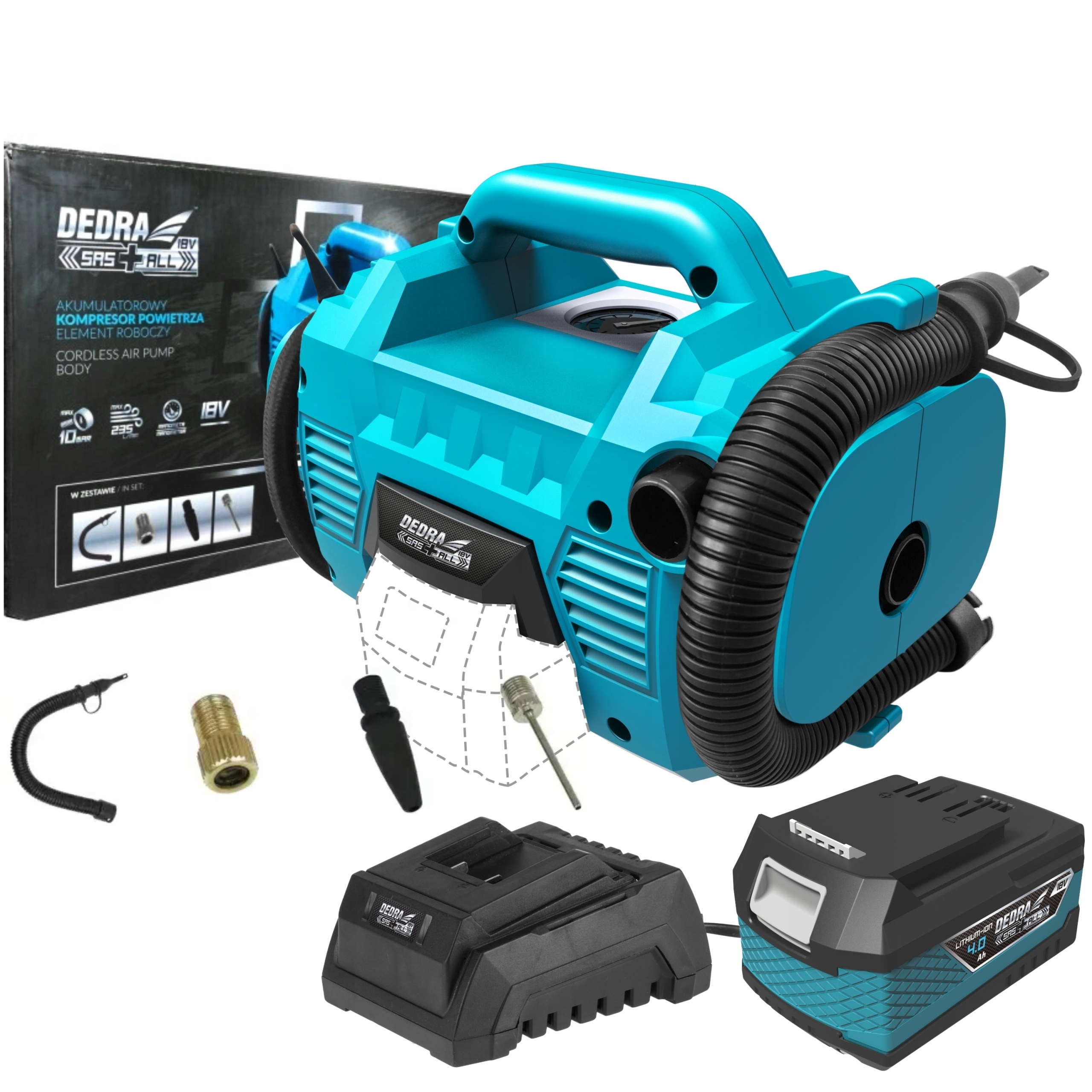 DEDRA KOMPRESOR POWIETRZA AKU. 18V SAS+ LED +4 Ah