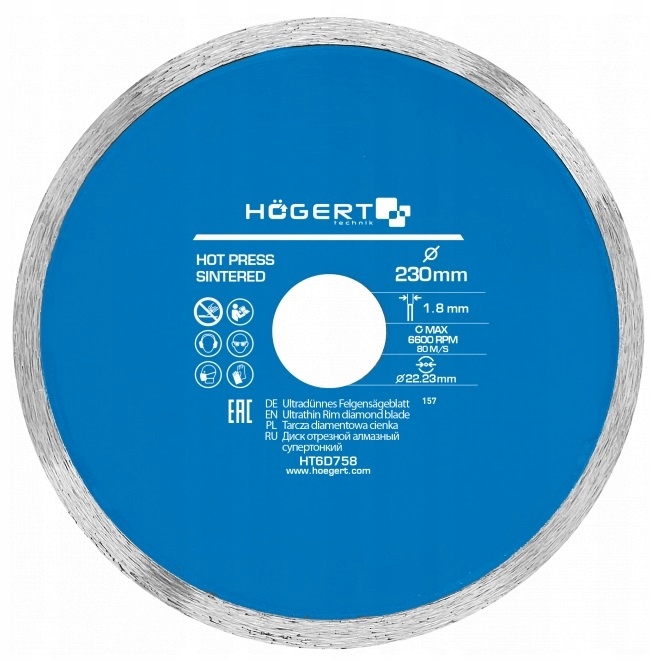 HOGERT TARCZA DIAMENTOWA CIENKA 230 MM DO CERAMIKI GLAZURY 230x22MM HT6D758