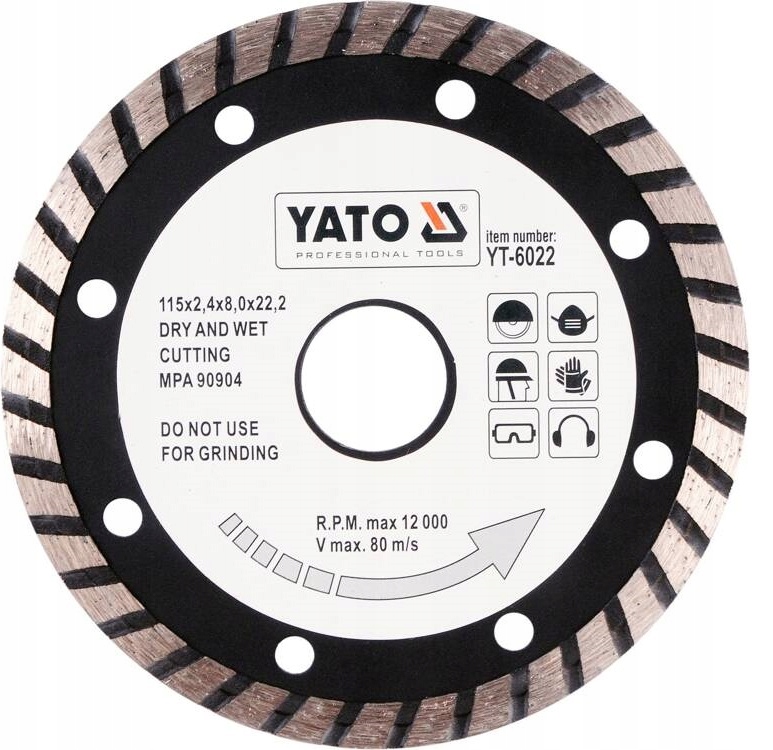 YATO TARCZA DIAMENTOWA, SEGMENTOWA TURBO DO BETONU KOSTKI 115 MM YT-6022