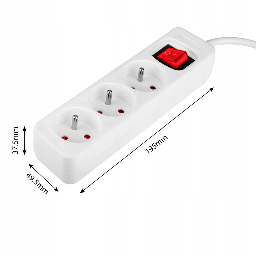 NEO PRZEDŁUŻACZ LISTWA ZASILAJĄCA 3M 3x1.5mm2 3 GNIAZDA WYŁĄCZNIKIEM 90-178