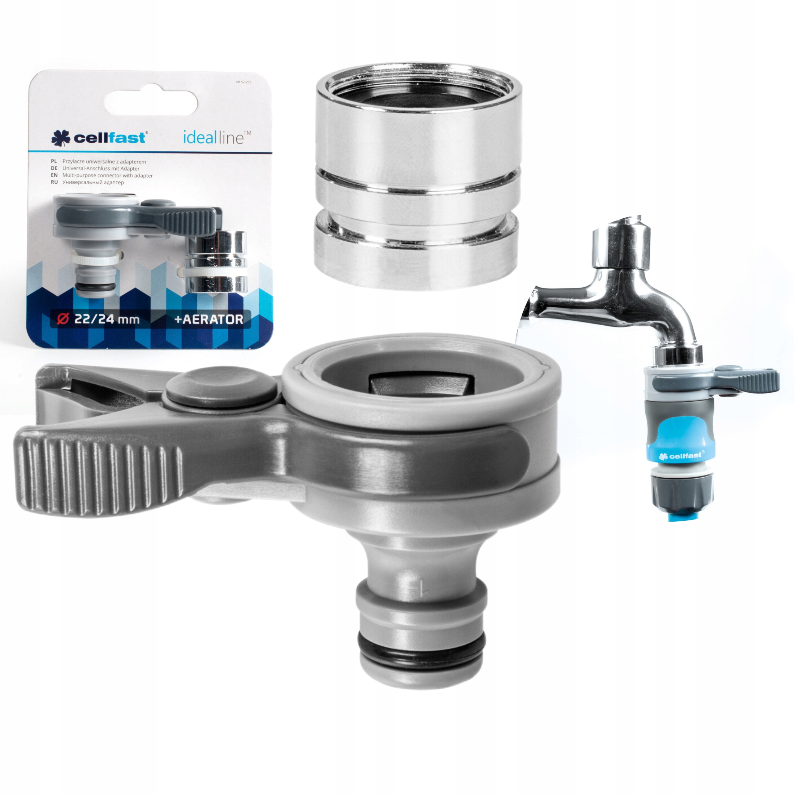 CELLFAST PRZYŁĄCZE UNIWERSAL Z ADAPTEREM KRAN IDEAL 22/24MM 52-255 POLSKI