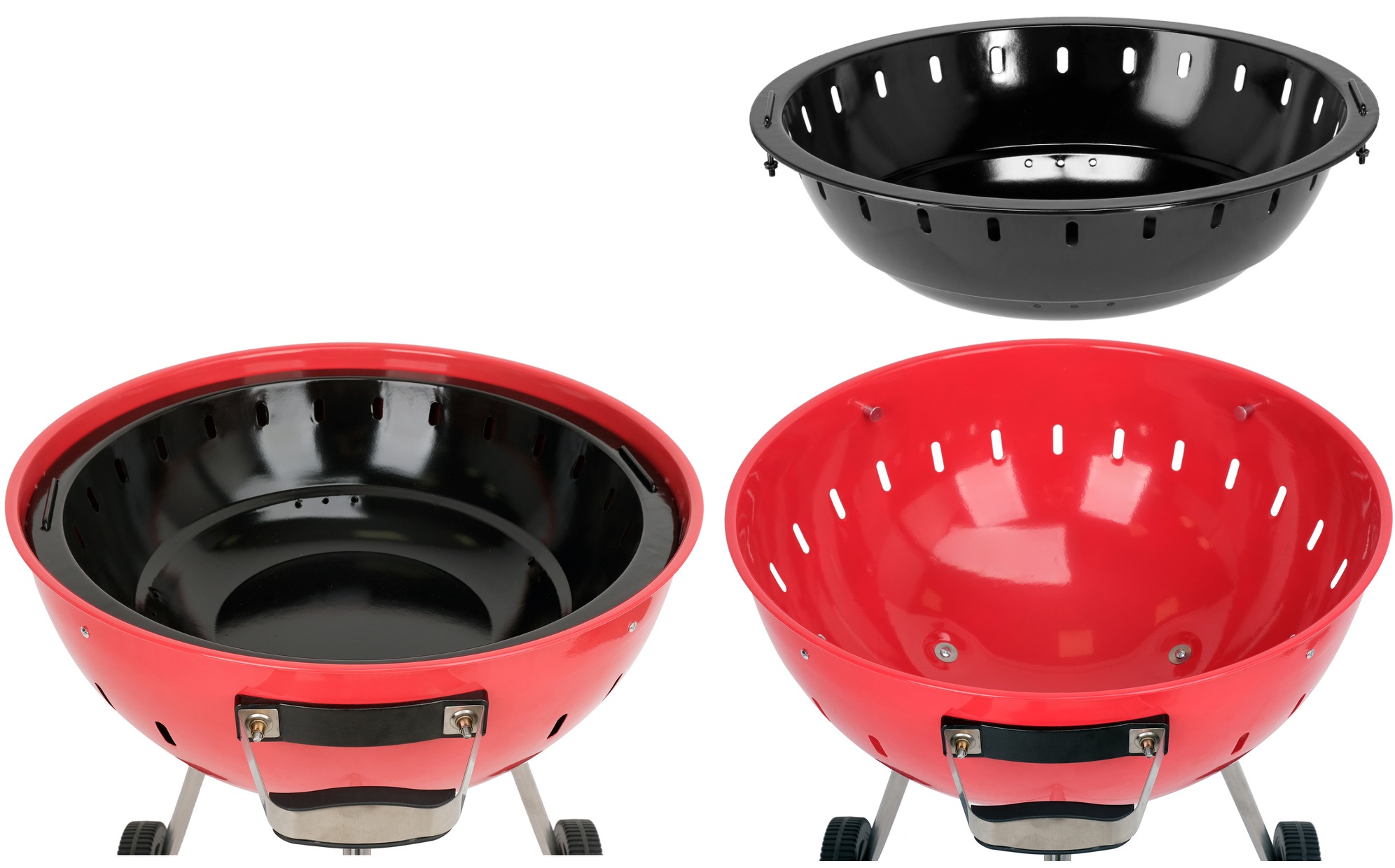 YATO GRILL OGRODOWY WĘGLOWY OKRĄGŁY Z POKRYWĄ RUSZT 54cm STALOWY CZERWONY
