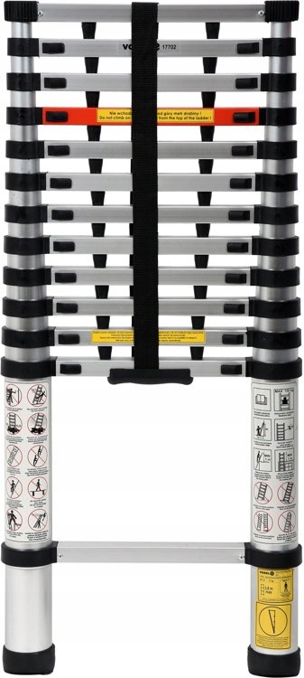 VOREL SKŁADANA DRABINA ALUMINIOWA TELESKOPOWA 3,8M 13 STOPNI 150KG 17702
