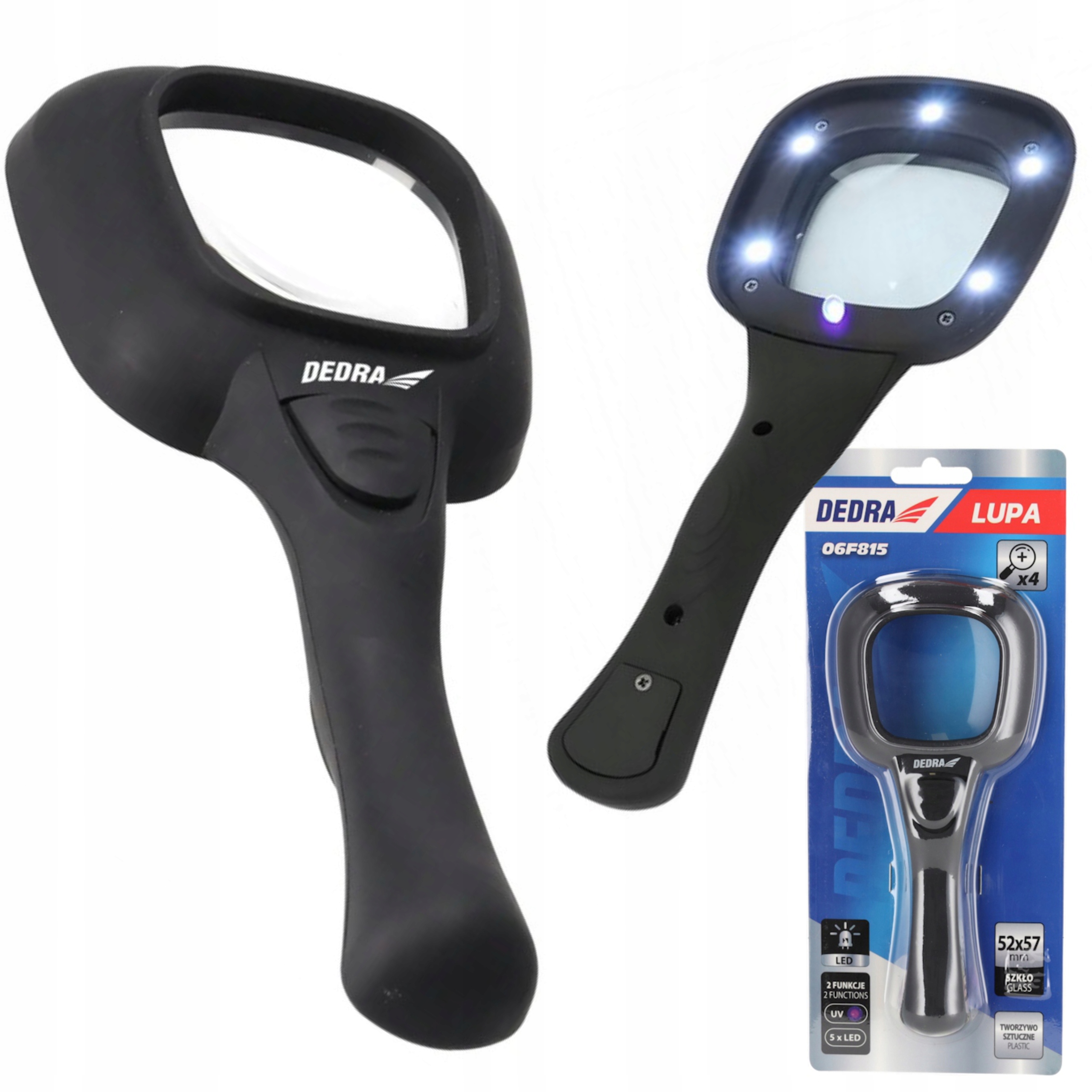 DEDRA LUPA SZKŁO POWIĘKSZAJĄCE 4X+LED DEDRA 06F815