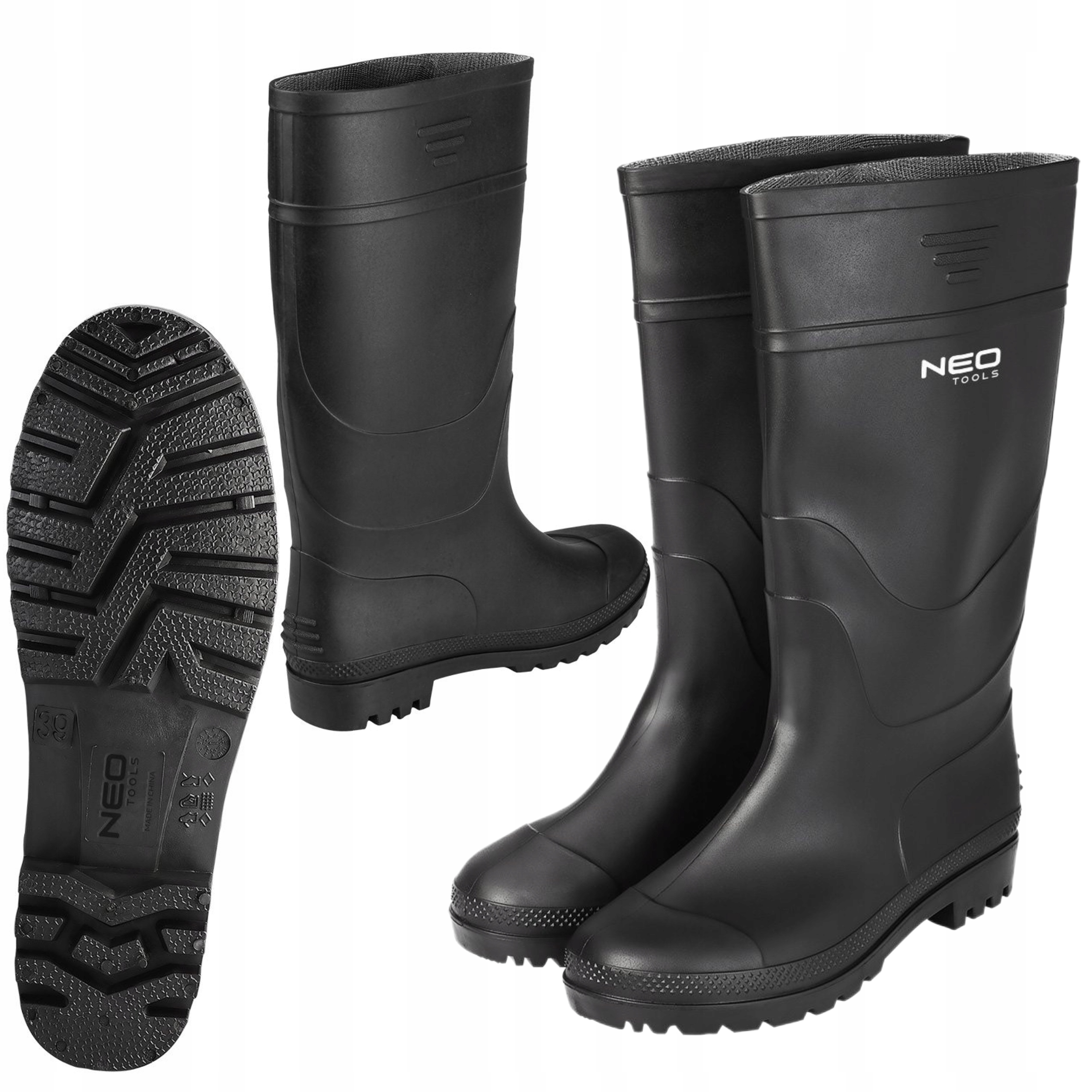 NEO OBUWIE ROBOCZE KALOSZE GUMOWCE GUMIAKI CZARNE MĘSKIE PVC, ROZMIAR 42