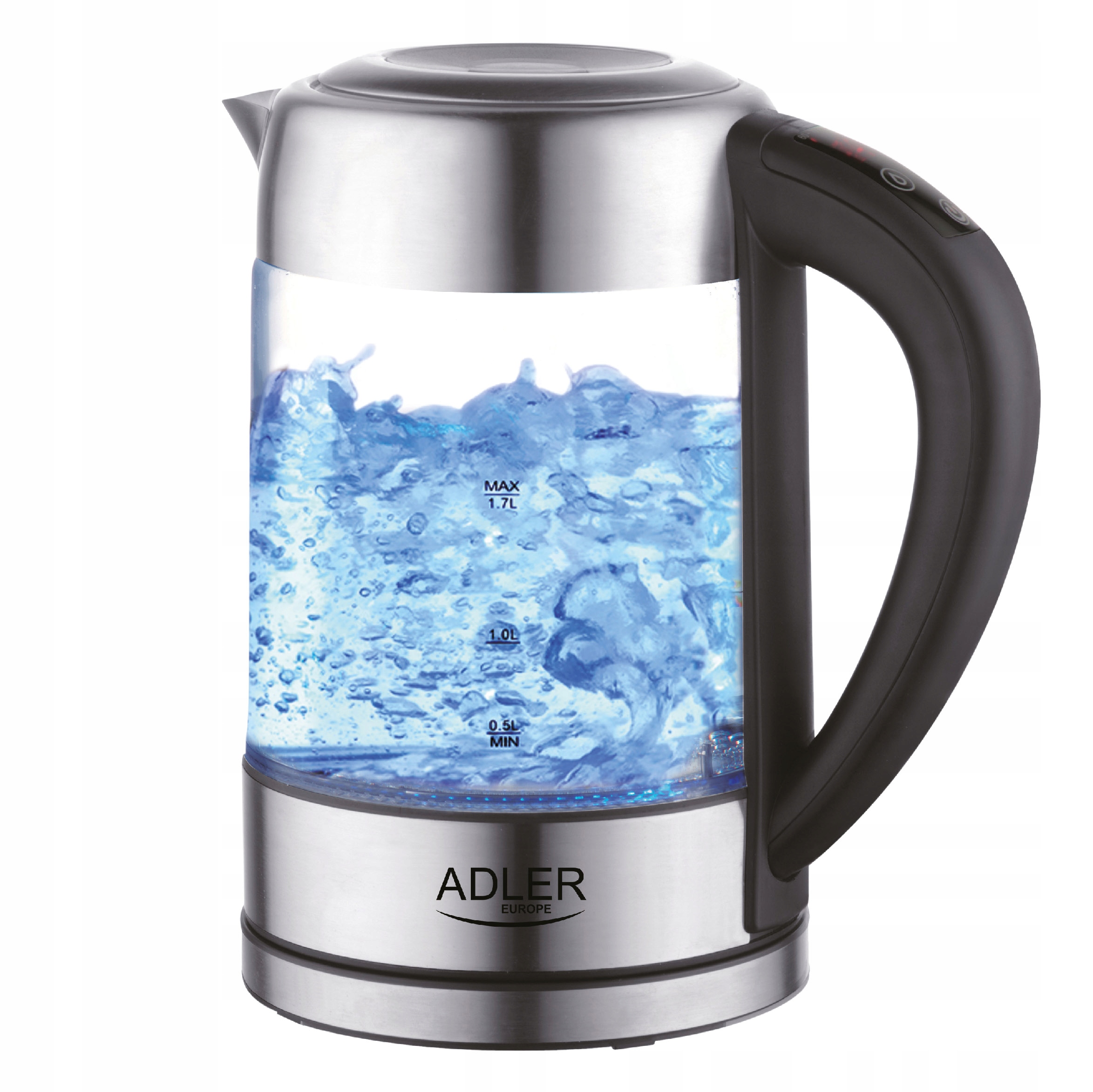 ADLER CZAJNIK ELEKTRYCZNY SZKLANY LED 1,7L REGULACJA TEMPERATURY 2200W 1247