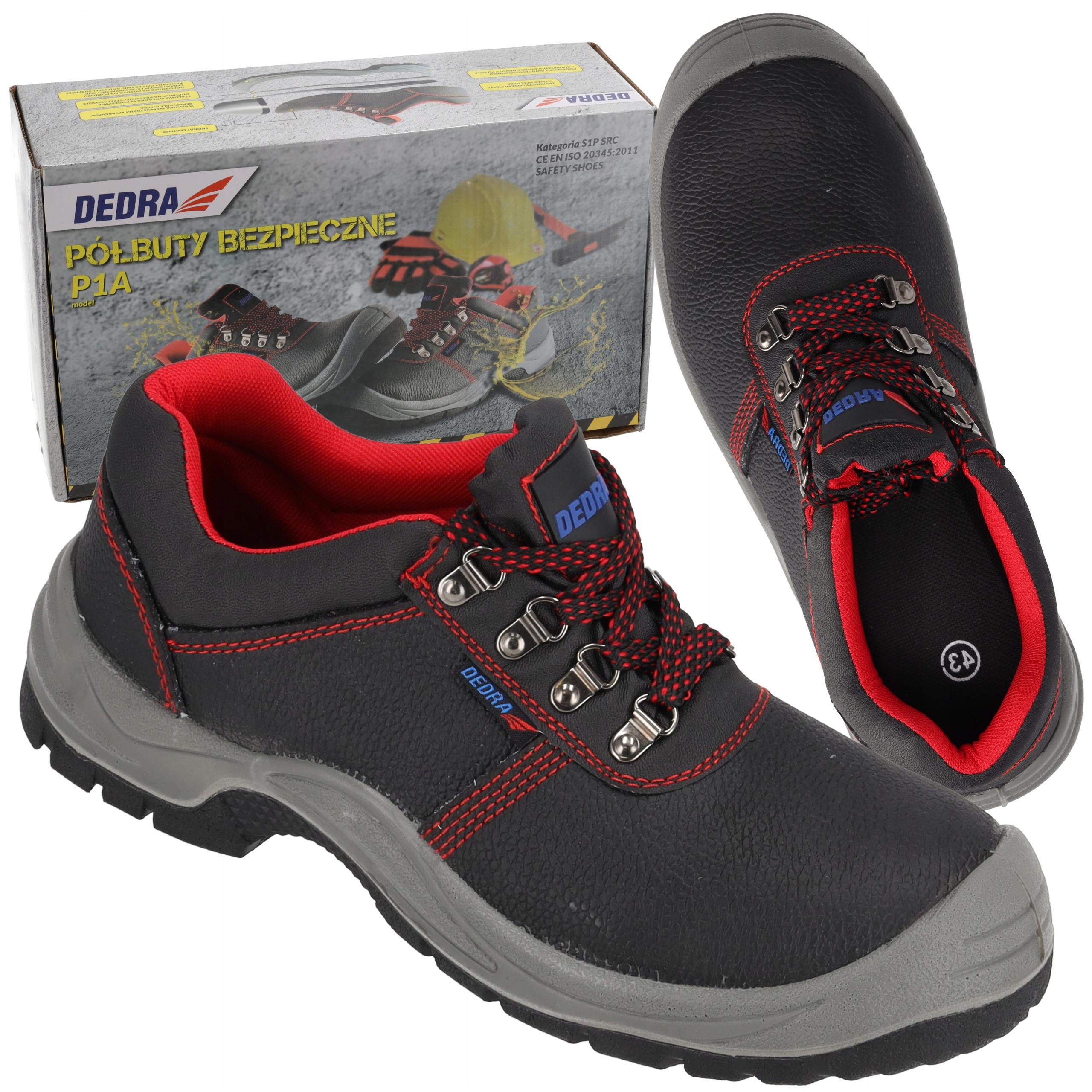 DEDRA PÓŁBUTY ROBOCZE BUTY BHP SKÓRZANE PODNOSEK S1P SRC BH9P1A ROZMIAR 42