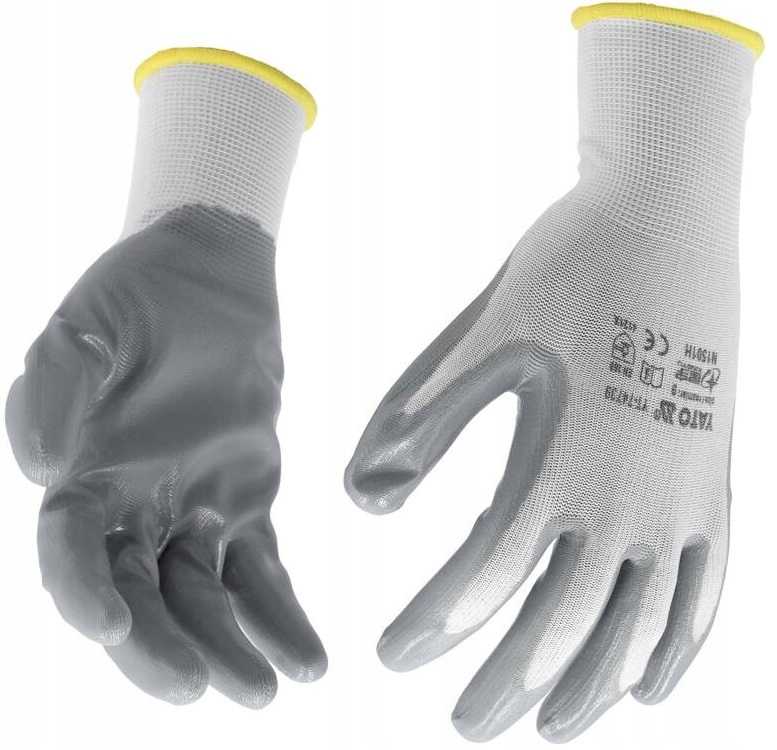 YATO RĘKAWICE OCHRONNE NYLONOWE POWLEKANE OLEJOODPORNYM NITRYLEM ROZMIAR 10