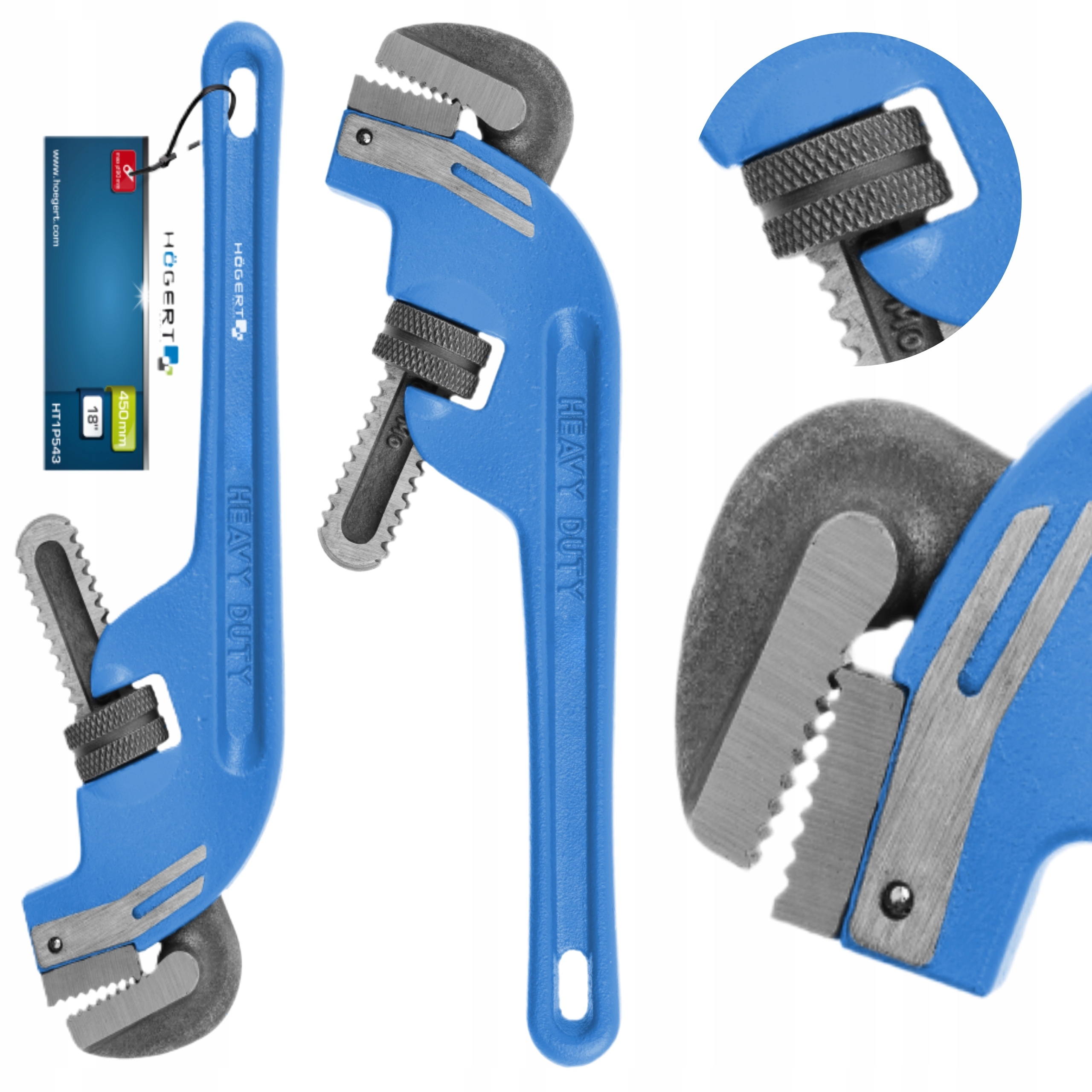 HOEGERT KLUCZ DO RUR STILLSON ODGIĘTY 450 MM 18" HT1P543