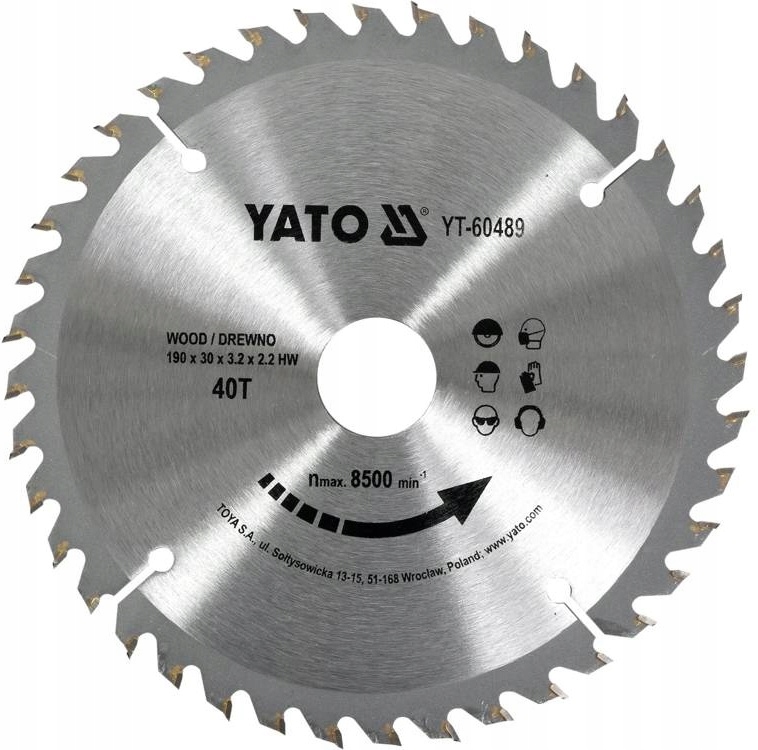 YATO TARCZA WIDIOWA DO DREWNA 190X30MM 40 ZĘBÓW YATO YT-60489