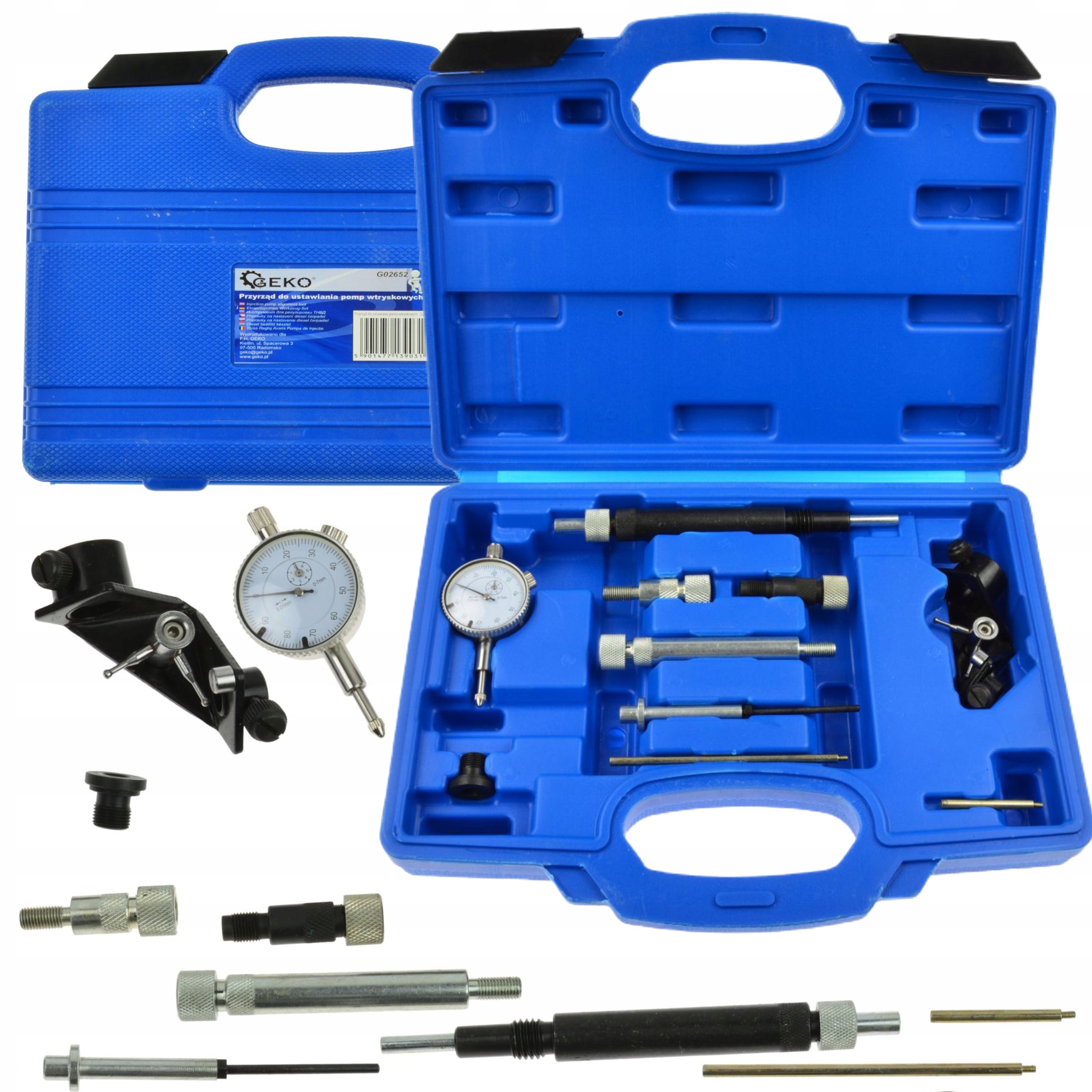 GEKO PRZYRZĄD DO USTAWIANIA POMP WTRYSKOWYCH BOSCH LUKAS CAV WALIZKA G02652