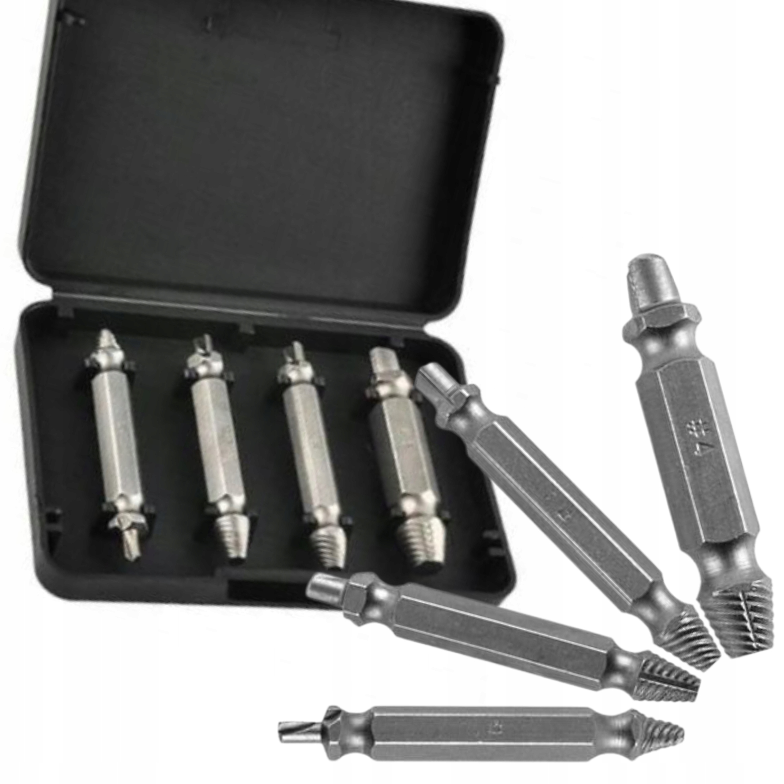 KRAFT&DELE ZESTAW DO WYKRĘCANIA ZERWANYCH WKRĘTÓW ŚRUB 4 ELEMENTY + WALIZKA