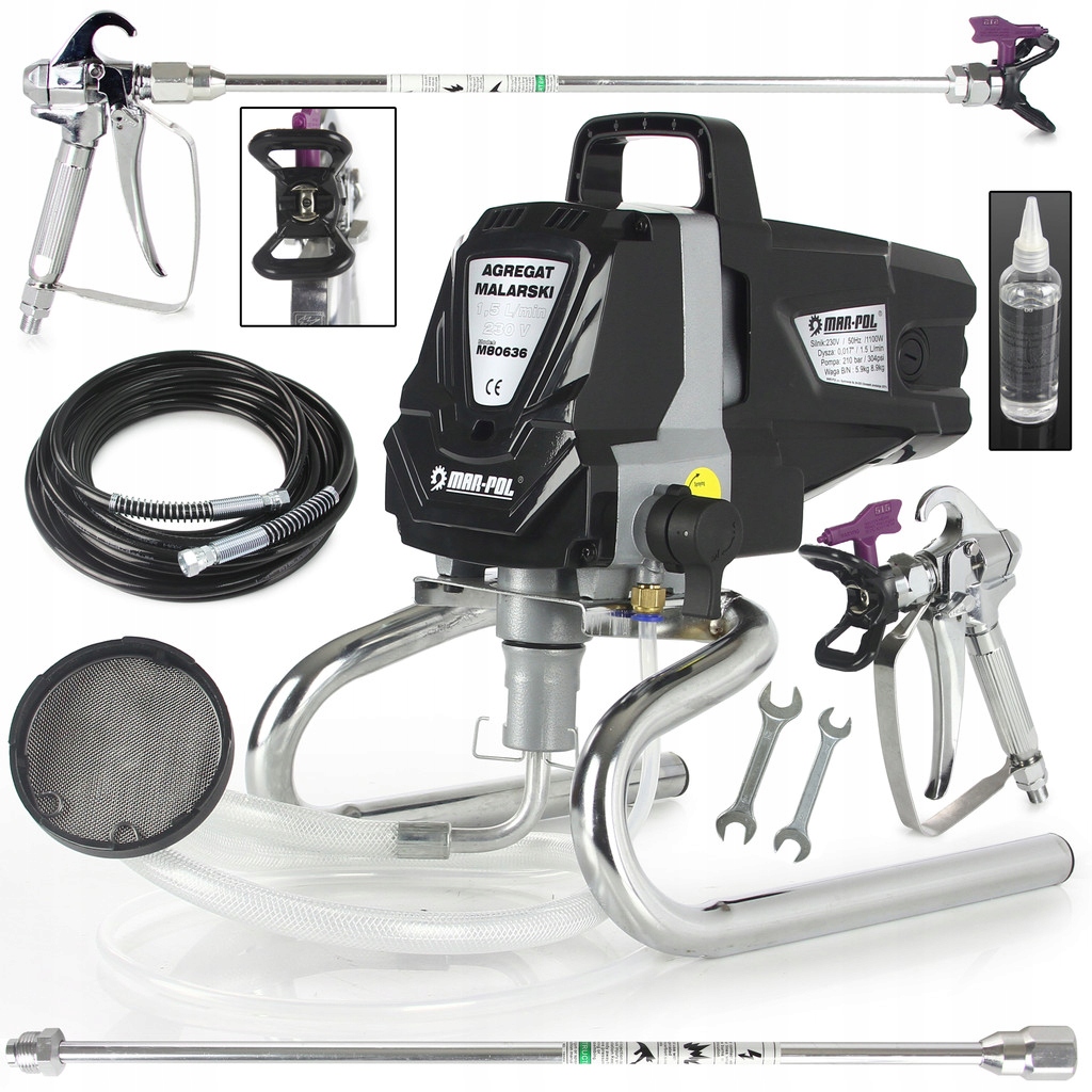 AGREGAT MALARSKI PISTOLET HYDRODYNAMICZNY POMPA 220 BAR DYSZA PRZEDŁUŻKA