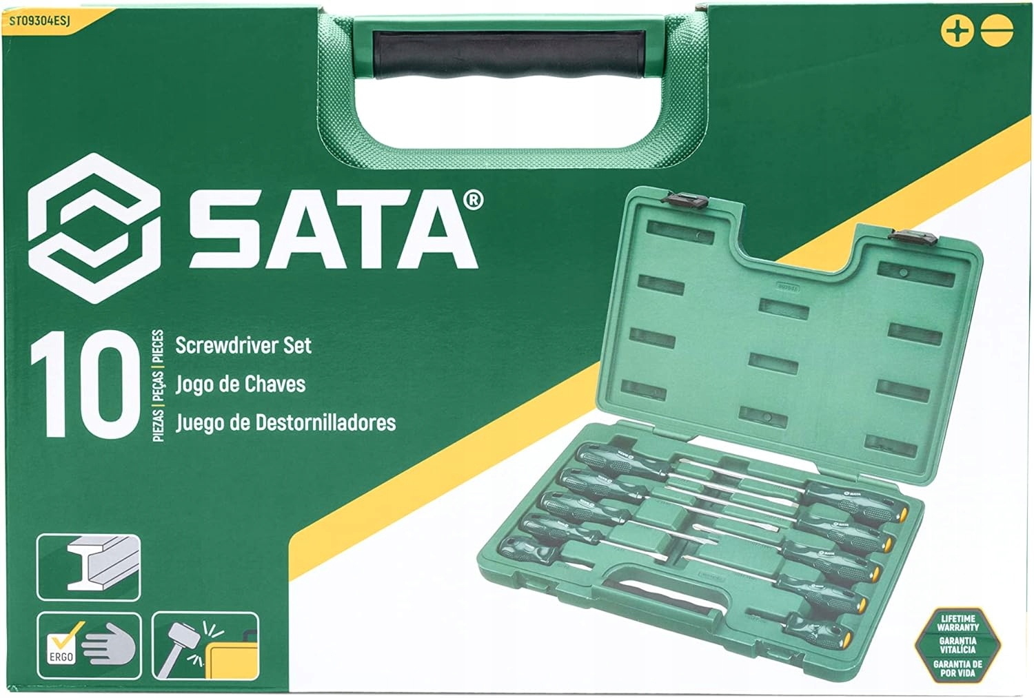 SATA ZESTAW WKRĘTAKI ŚRUBOKRĘTY 10 SZT. WYKRĘTAKÓW WALIZKA 09304ESJ