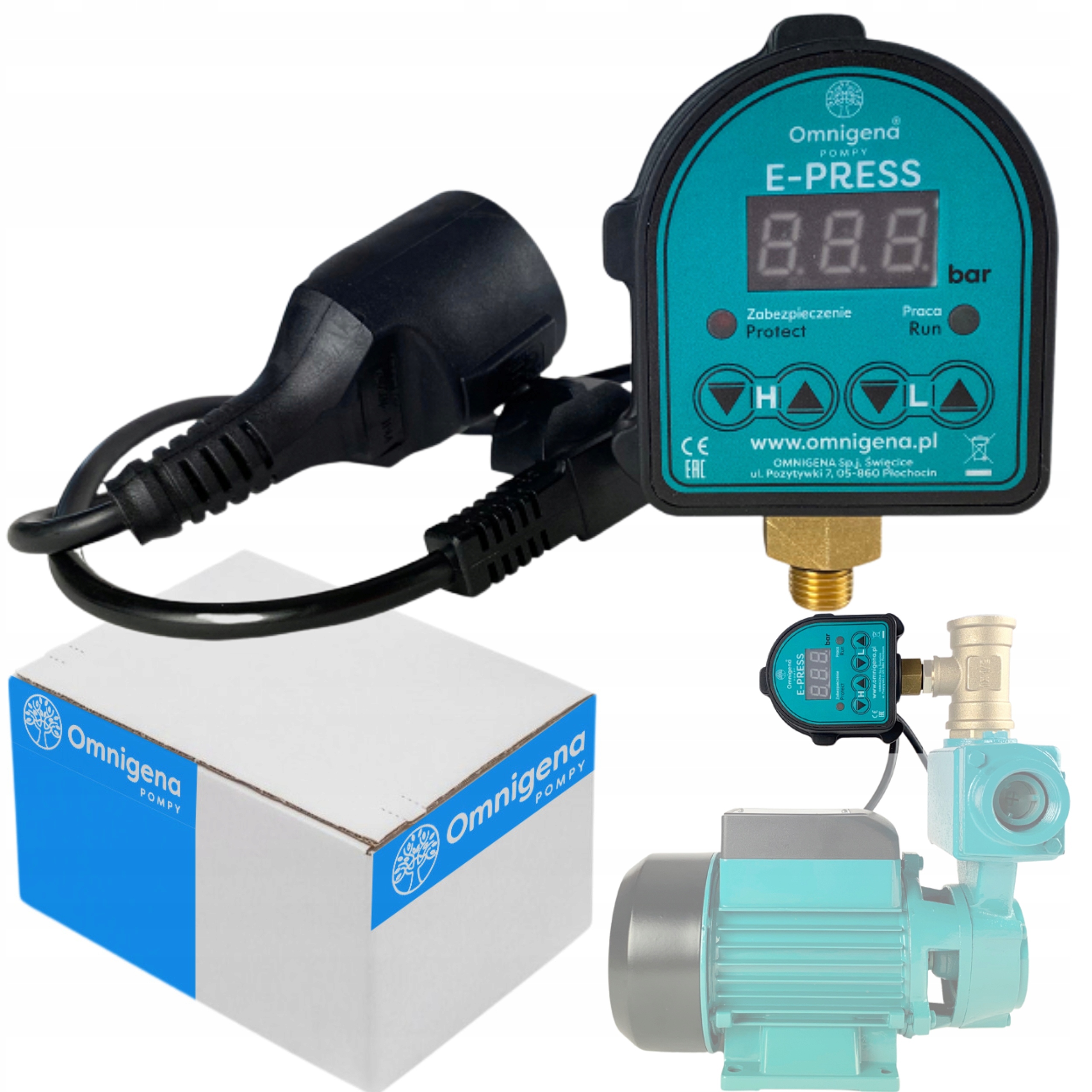 OMNIGENA STEROWNIK WŁĄCZNIK E-PRESS AUTOMATYCZNY 2 x KABLE 40/45cm 10 Bar