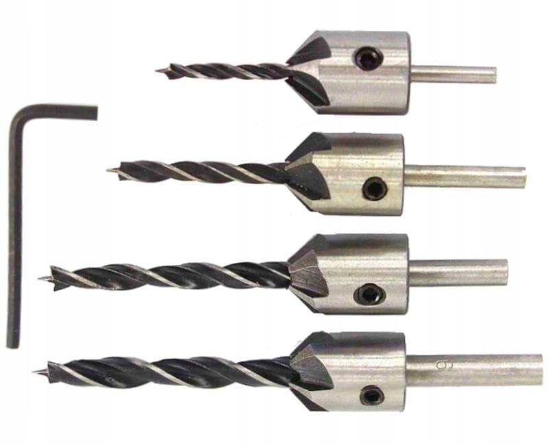 KRAFT&DELE WIERTŁA DO DREWNA Z POGŁĘBIACZEM REGULOWANE 3-6MM ZESTAW 4el.