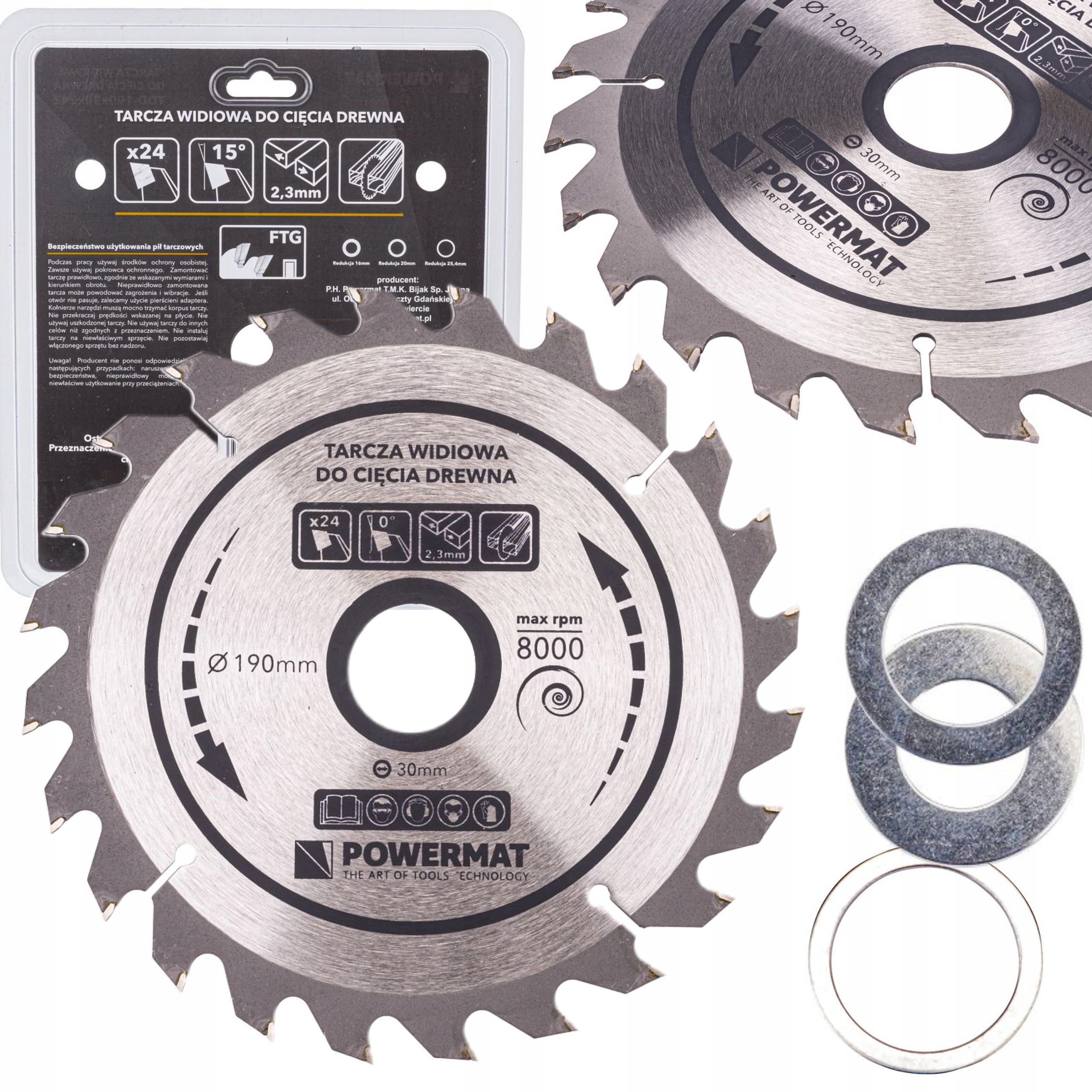 POWERMAT TARCZA WIDIOWA DO DREWNA 190x30 24z TDD-190x30x24Z