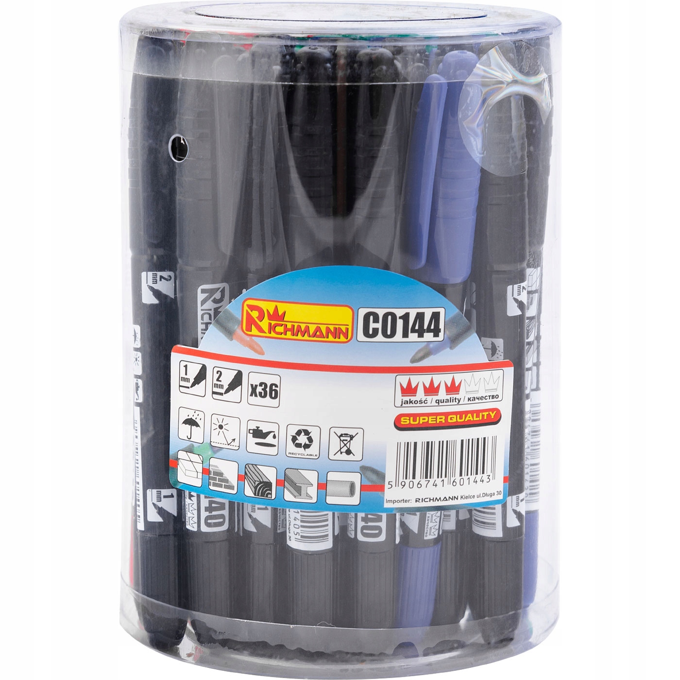 MARKERY BUDOWLANE DWUSTRONNE PERMAMENTNE 4 KOLORY 36 SZT RICHMANN C0144