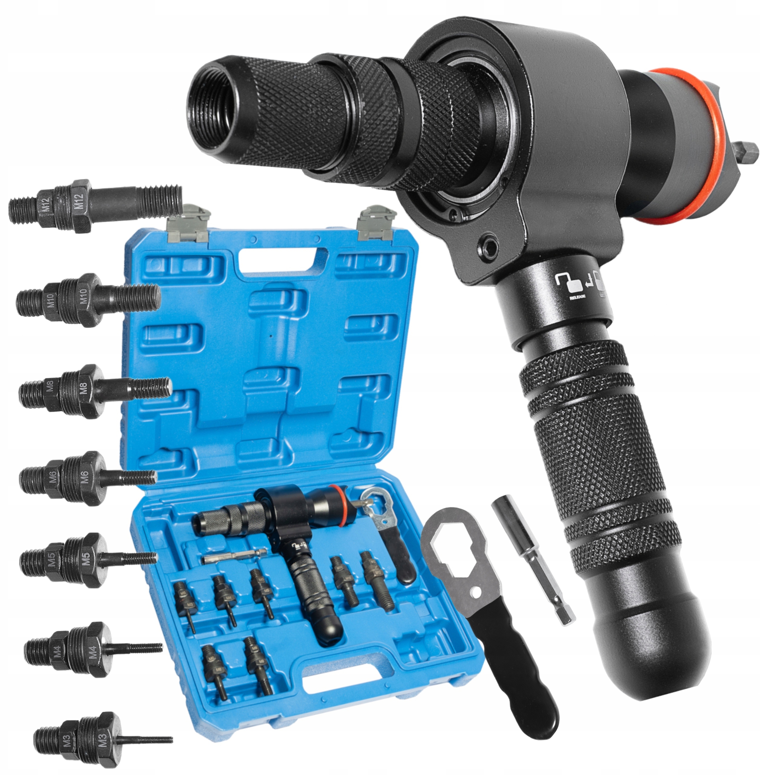 ZESTAW NITOWNICA DO NITONAKRĘTEK M3-M12 ADAPTER 3W1 13EL WALIZKA S10557