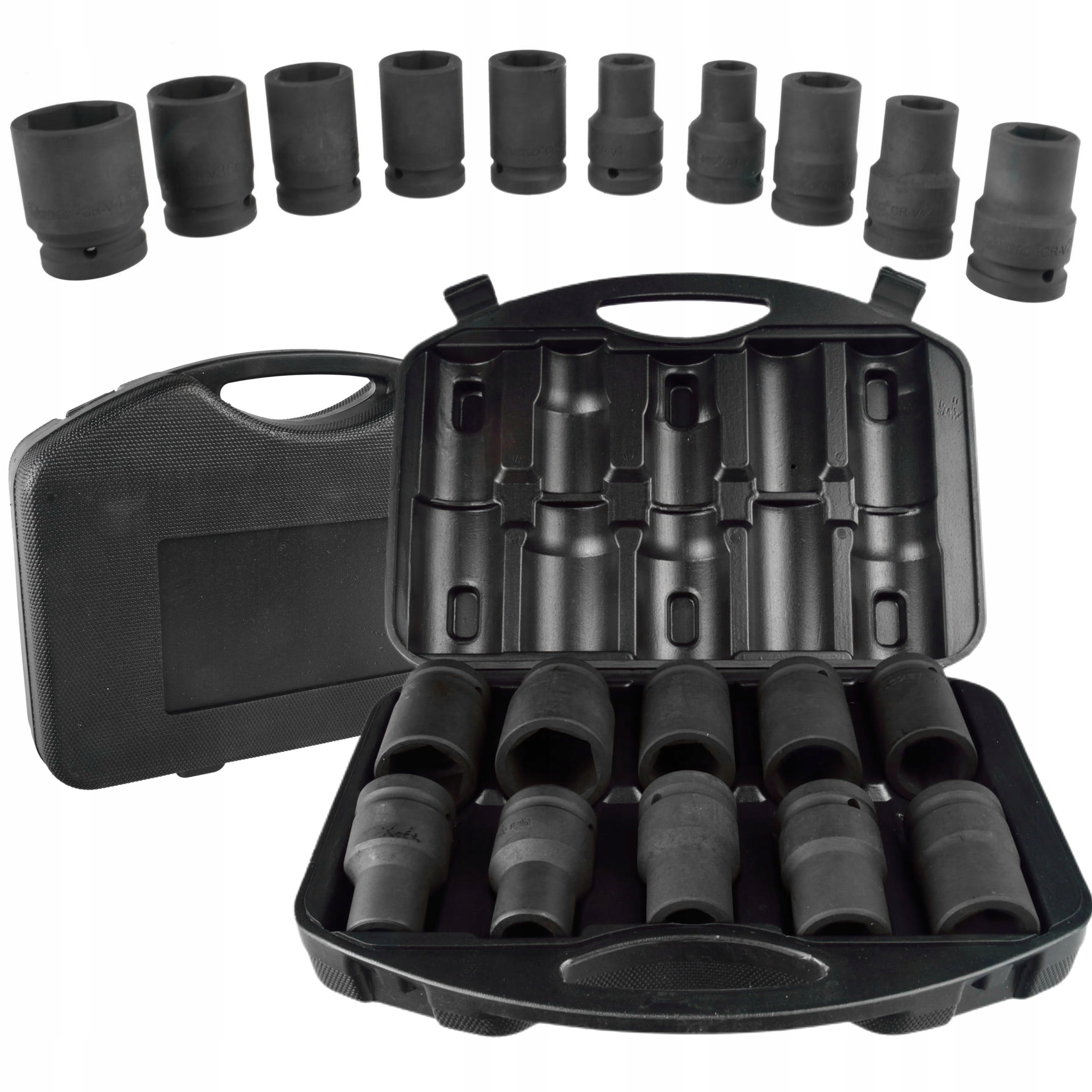 GEKO NASADKI UDAROWE 1" CAL KLUCZE NASADOWE CRV 10EL ZESTAW 17-41MM G10075