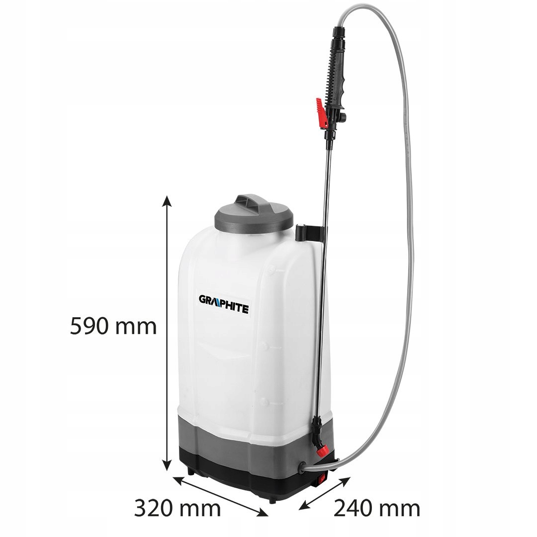 GRAPHITE OPRYSKIWACZ PLECAKOWY AKUMULATOROWY ELEKTRYCZNY 15L 18V+DYSZE 6Ah