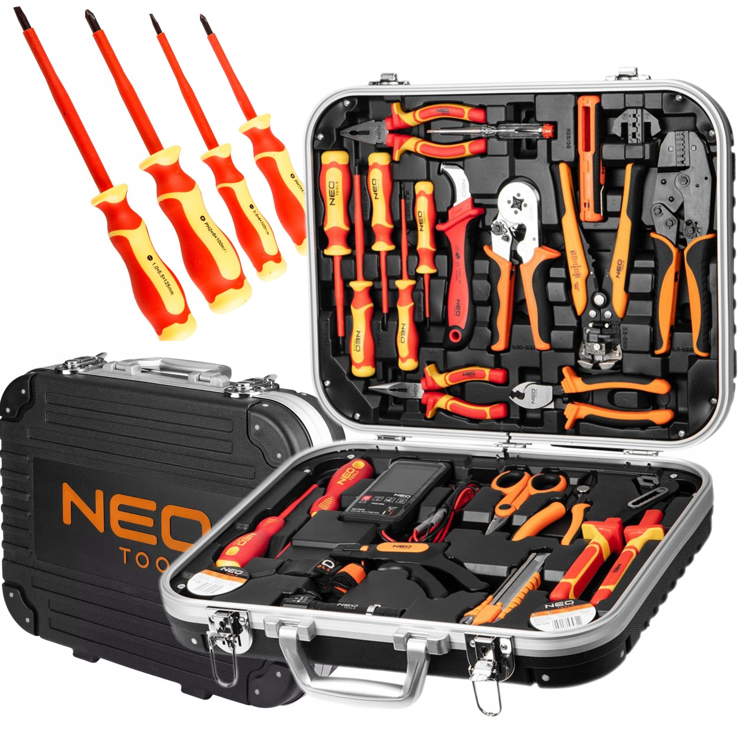 NEO ZESTAW NARZĘDZI DLA ELEKTRYKA 25 ELEMENTÓW 1000V WALIZKA 01-314