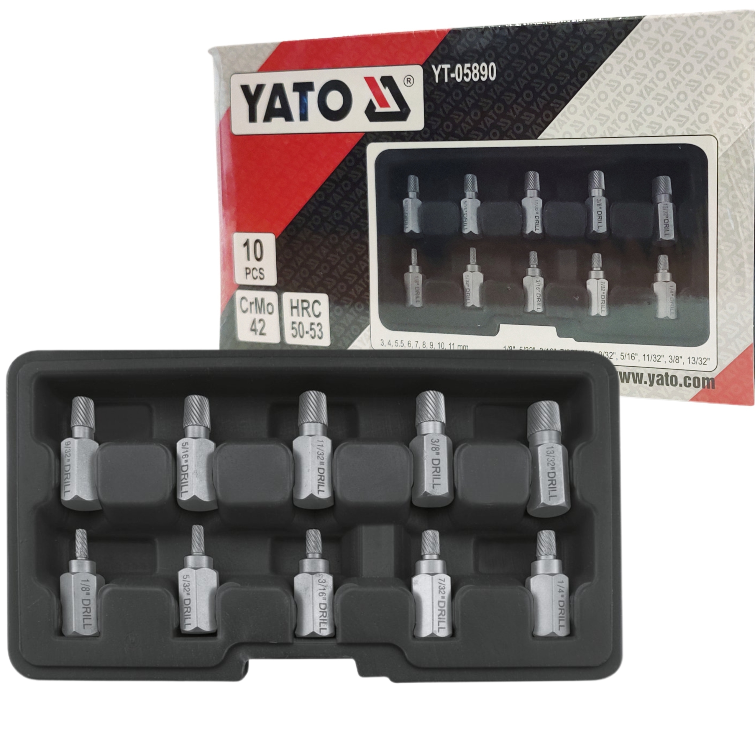 YATO ZESTAW WYKRETAKÓW DO USZKODZONYCH ZERWANYCH ŚRUB 3-11mm 10 EL YT-05890