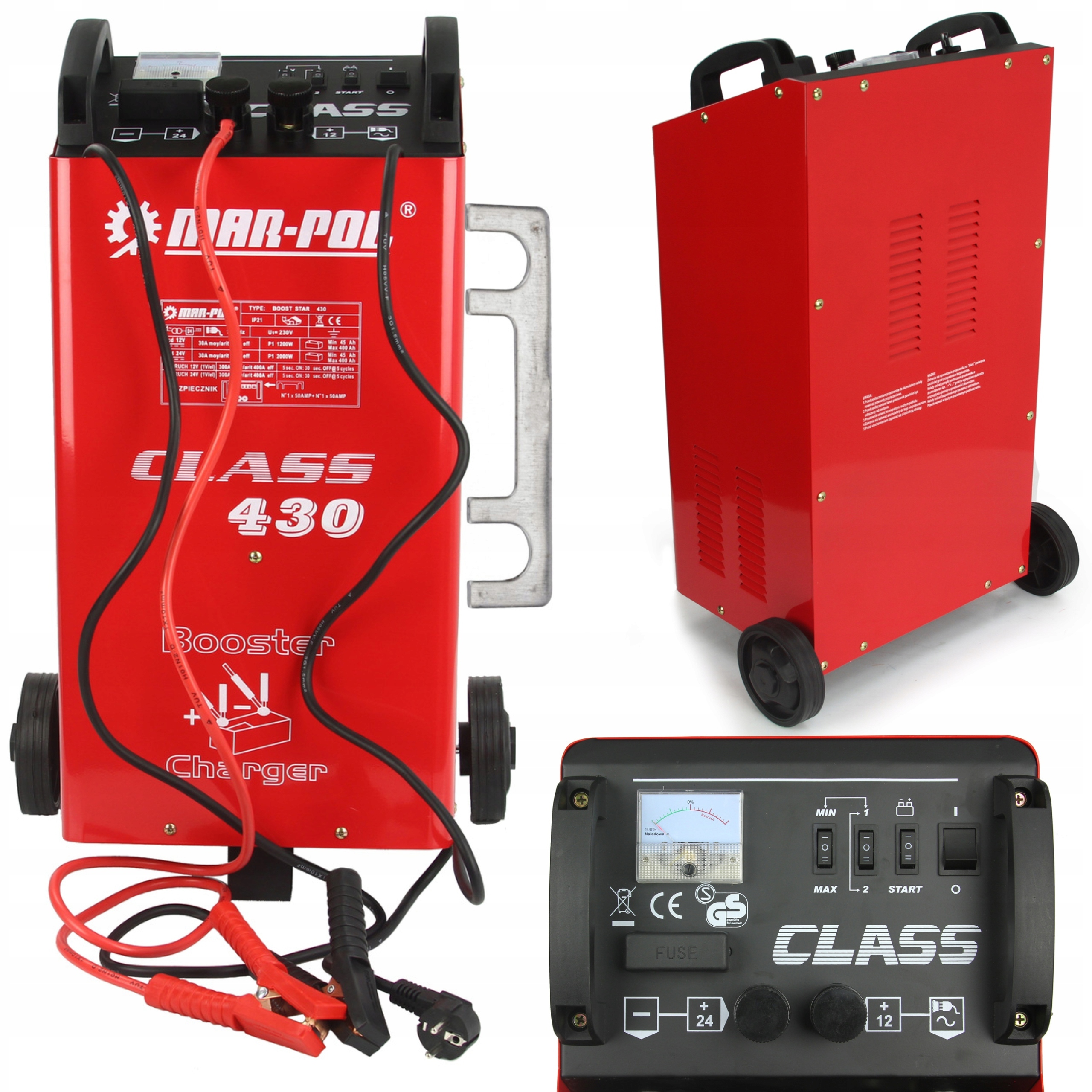 PROSTOWNIK SAMOCHODOWY AKUMULATOROWY z Rozruchem CLASS 430 12V 24V ROZRUCH