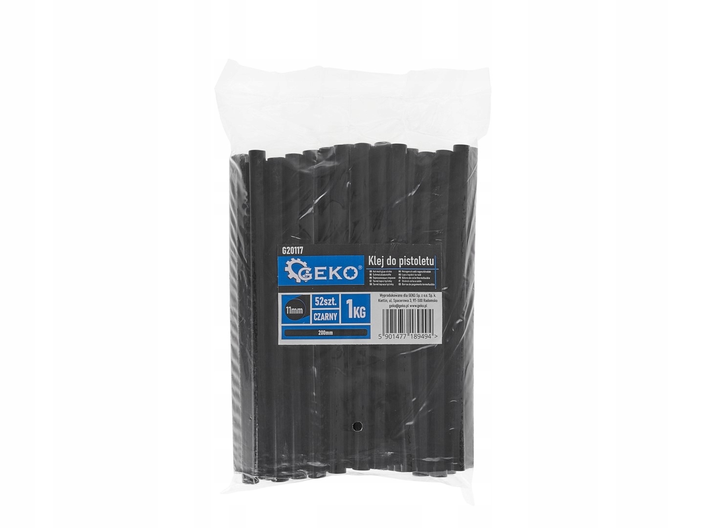 GEKO KLEJ DO PISTOLETU 11MM-200MM WKŁADY KLEJOWE 1KG CZARNY 52SZT.G20117