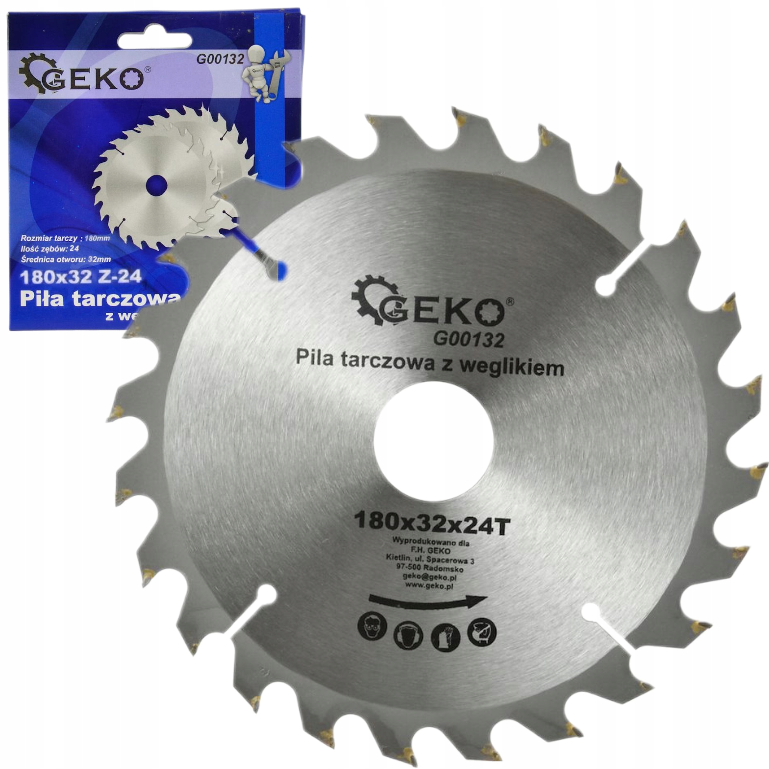 GEKO TARCZA DO DREWNA 180X32X24T Z WĘGLIKIEM G00132