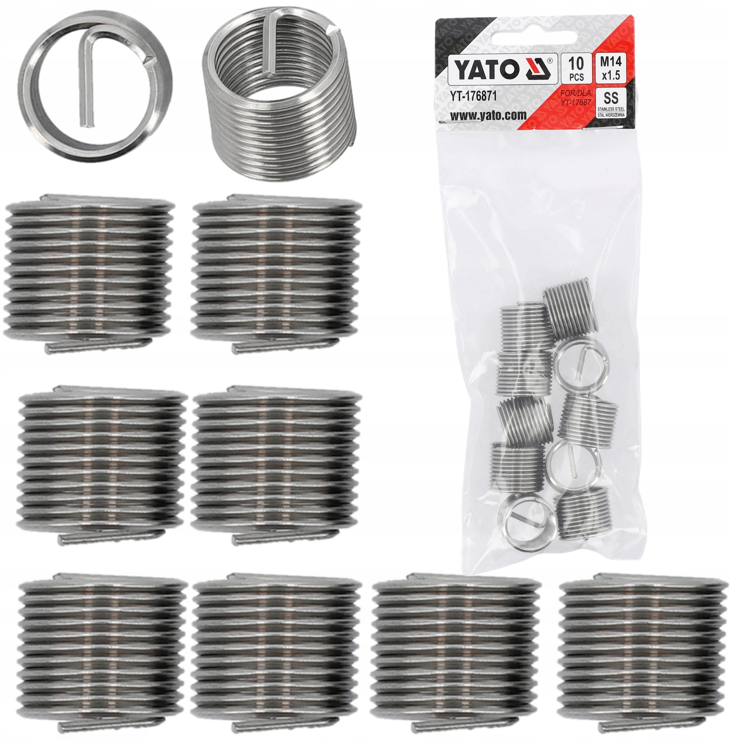 YATO SPRĘŻYNKI WKŁADY SPIRALNE DO NAPRAWY GWINTÓW M14x1,5mm 10szt YT-176871